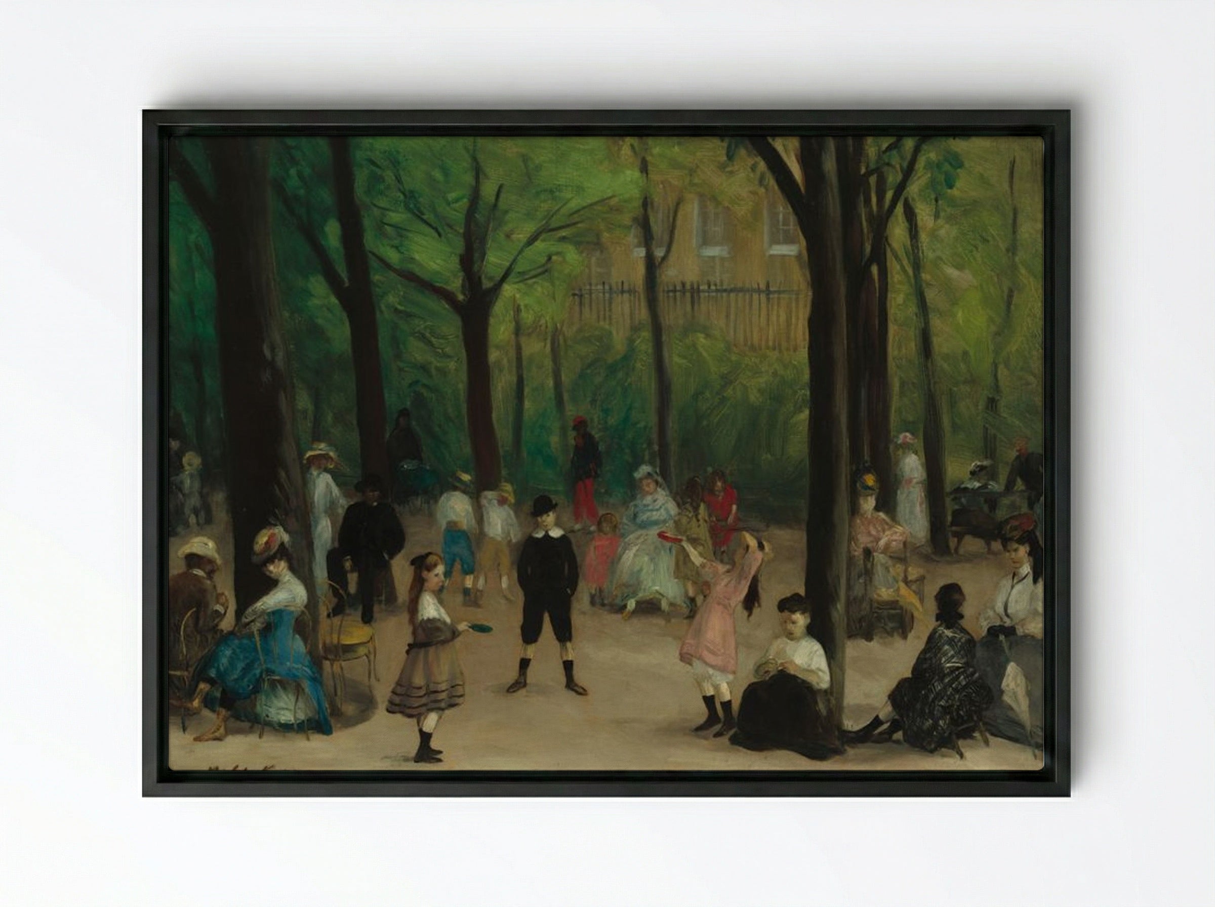 Luxembourg Gardens - William James Glackens - Framed Canvas Black
