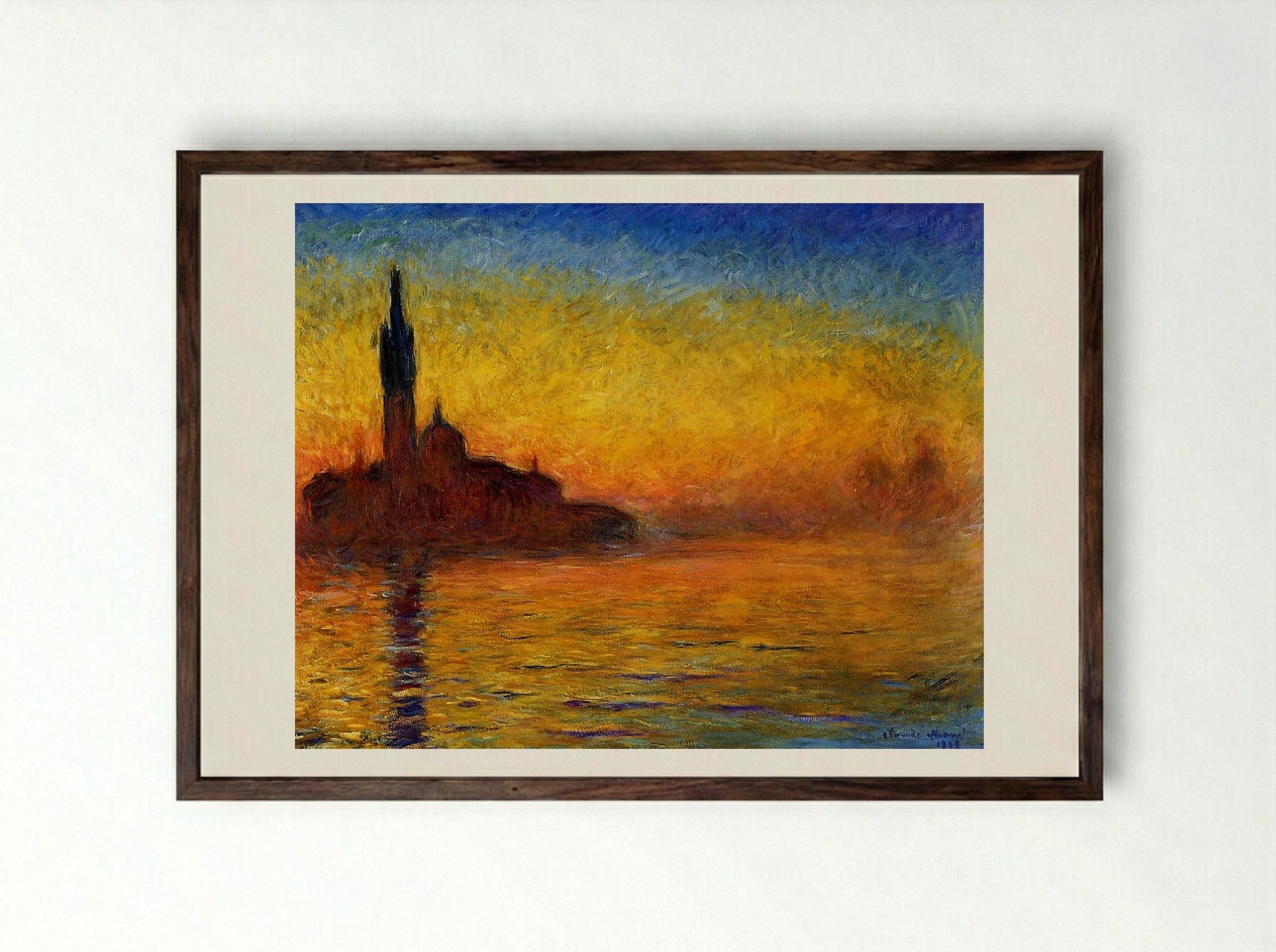 Twilight, Venice - Claude Monet - Framed Print Dark Wood