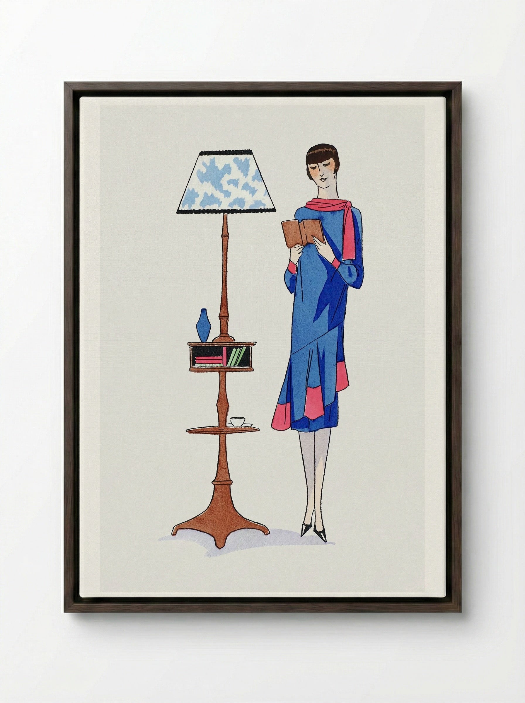 Afternoon Dress Topped with Pink Crepe - Gustav Beer - Framed Canvas Dark Wood