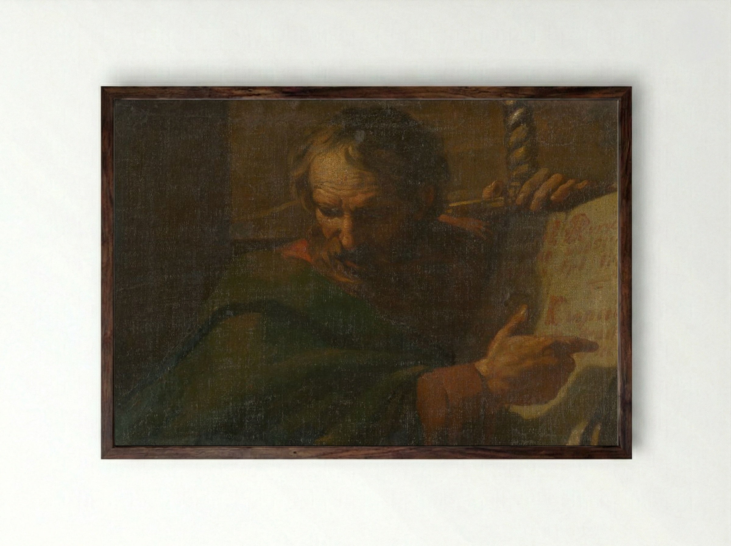 Saint Paul Reading - Rembrandt van Rijn - Framed Print Dark Wood