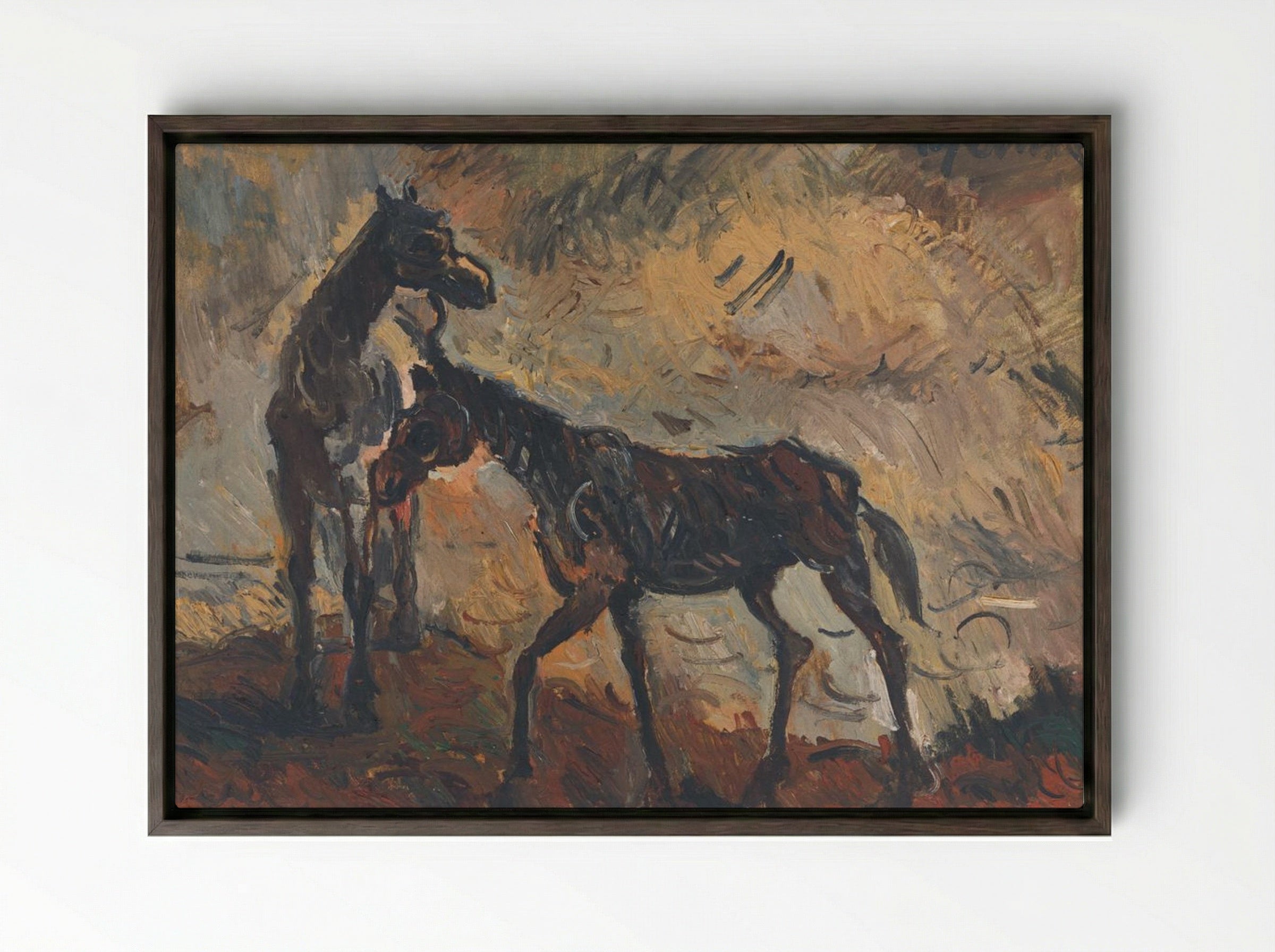Runaway Horses - Cyprián Majerník - Framed Canvas Dark Wood