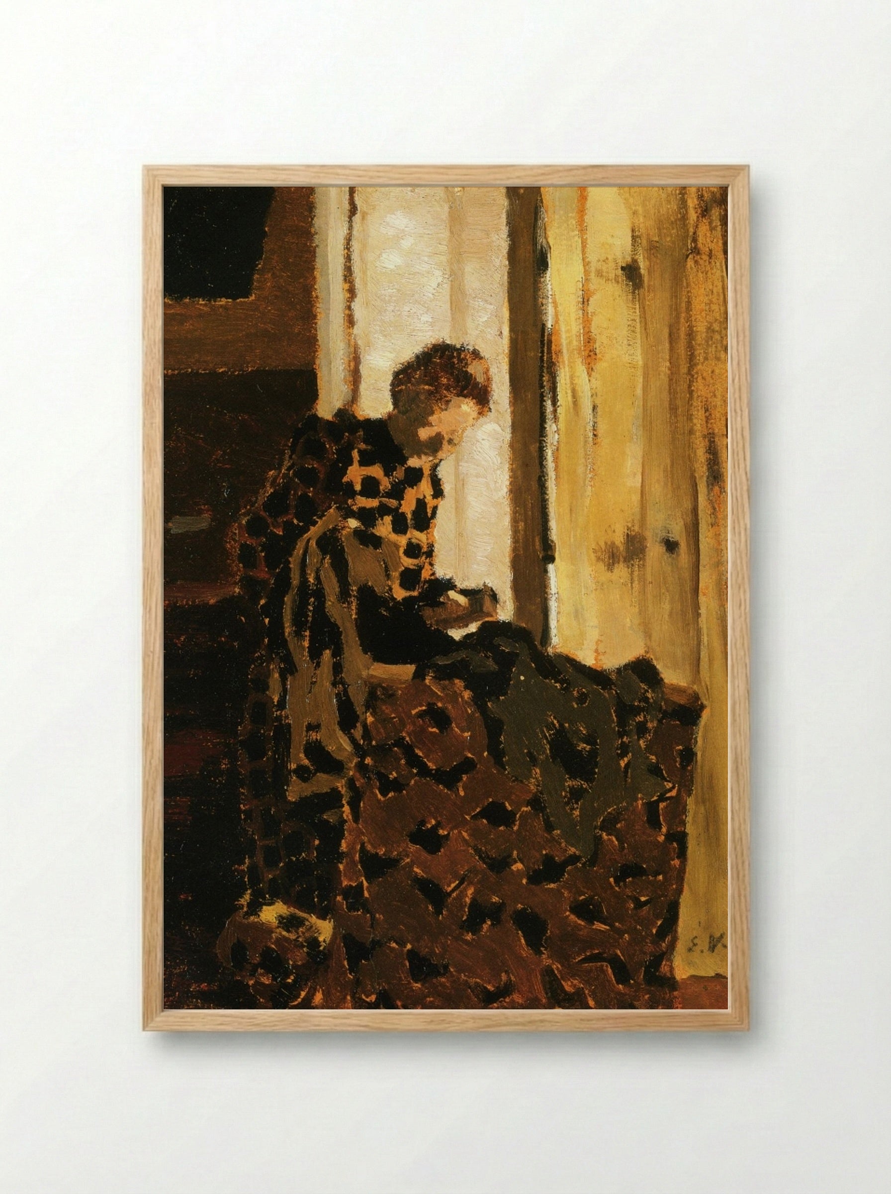 Woman Brushing a Garment - Édouard Vuillard - Framed Print Wood
