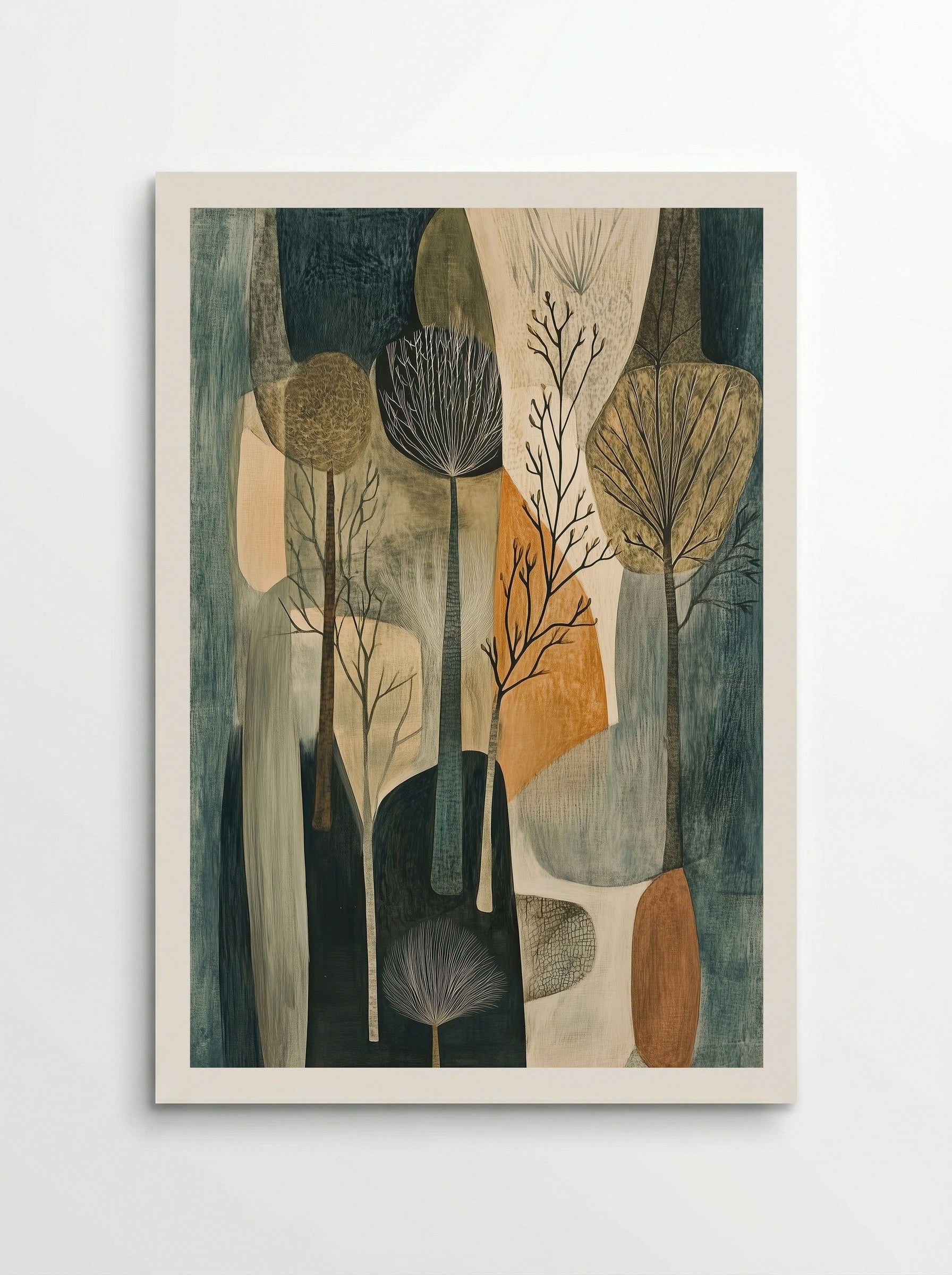 Still Grove – Modern Woodland Silhouette in Earth Tones - Poster