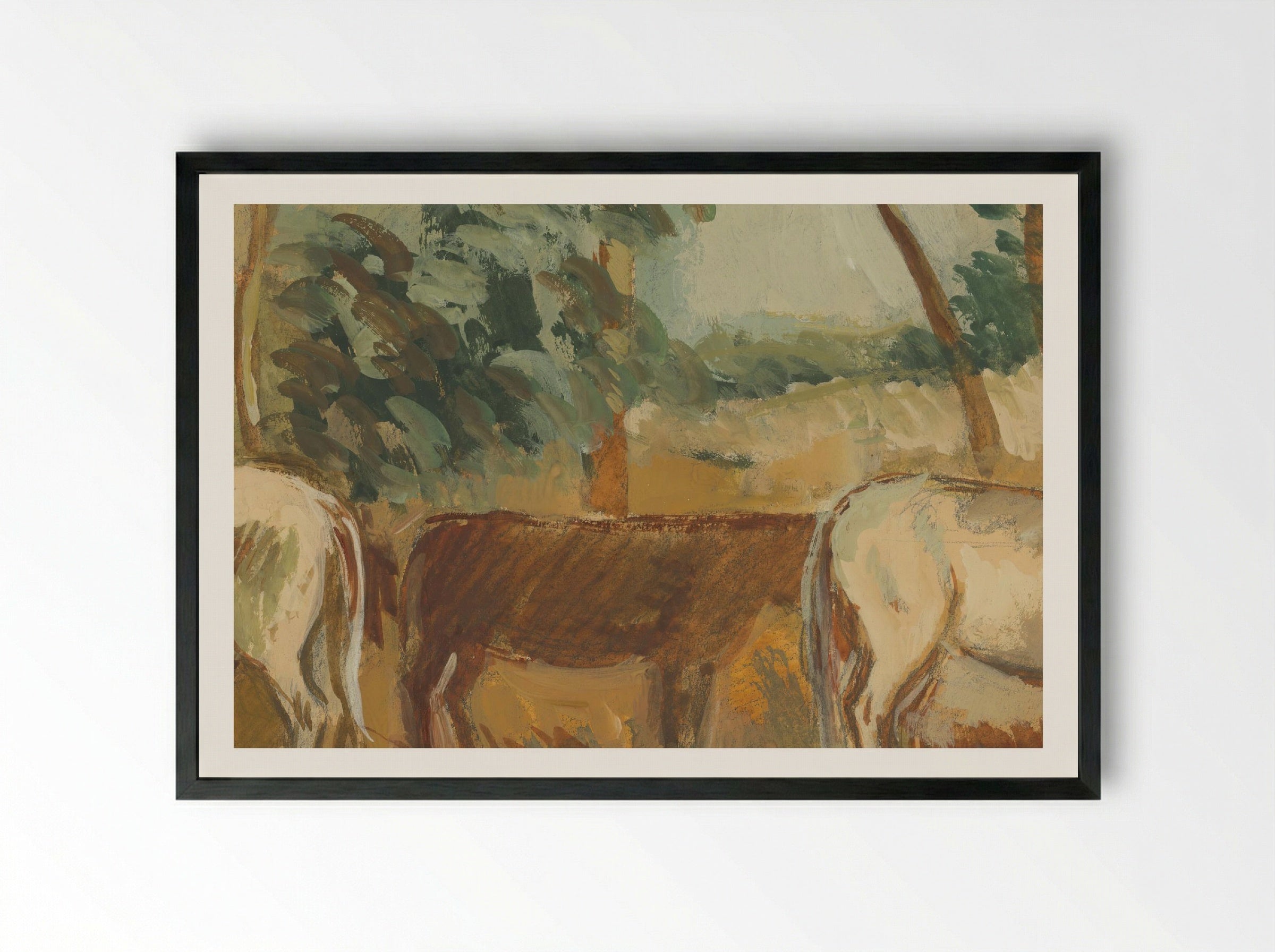Cows in a Landscape - Cyprián Majerník - Framed Print Black
