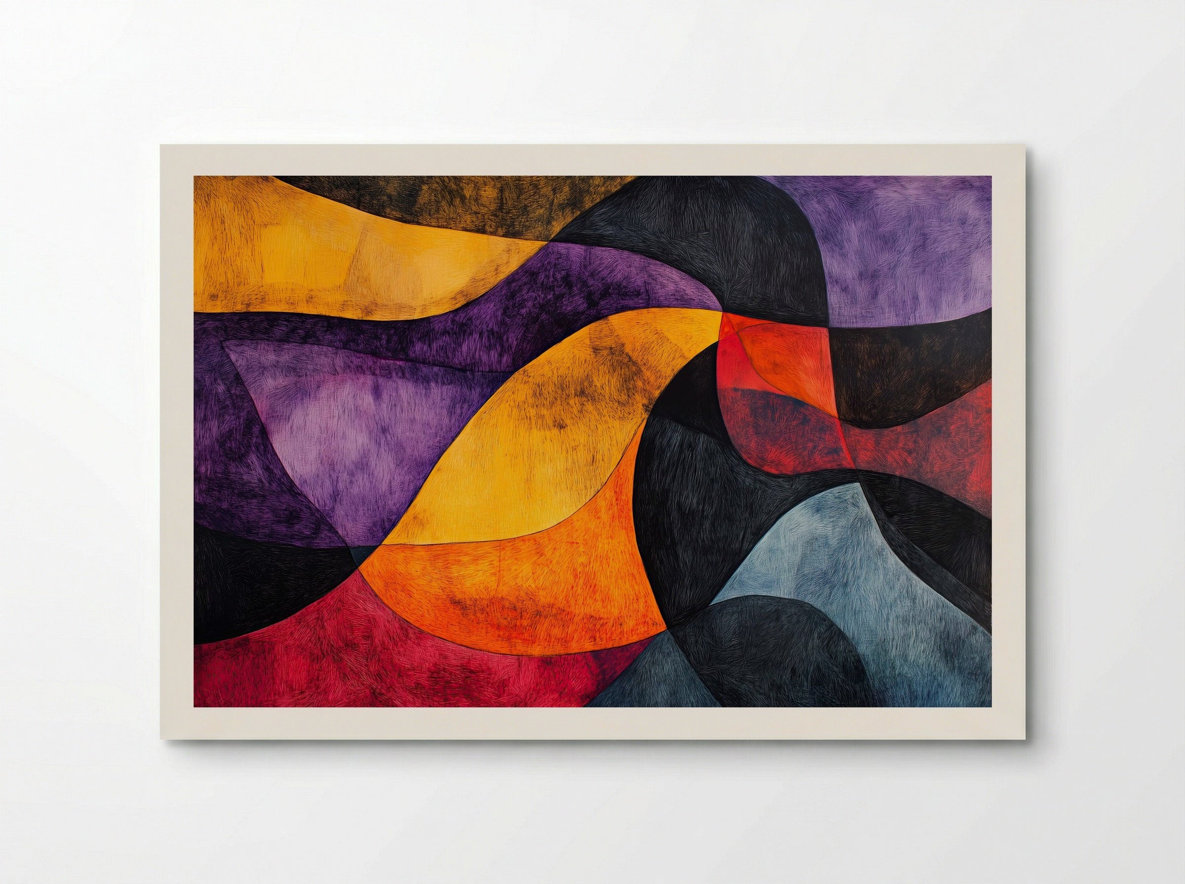 Molten Rhythm – Bold Abstract Waves in Crimson, Violet and Gold - Poster