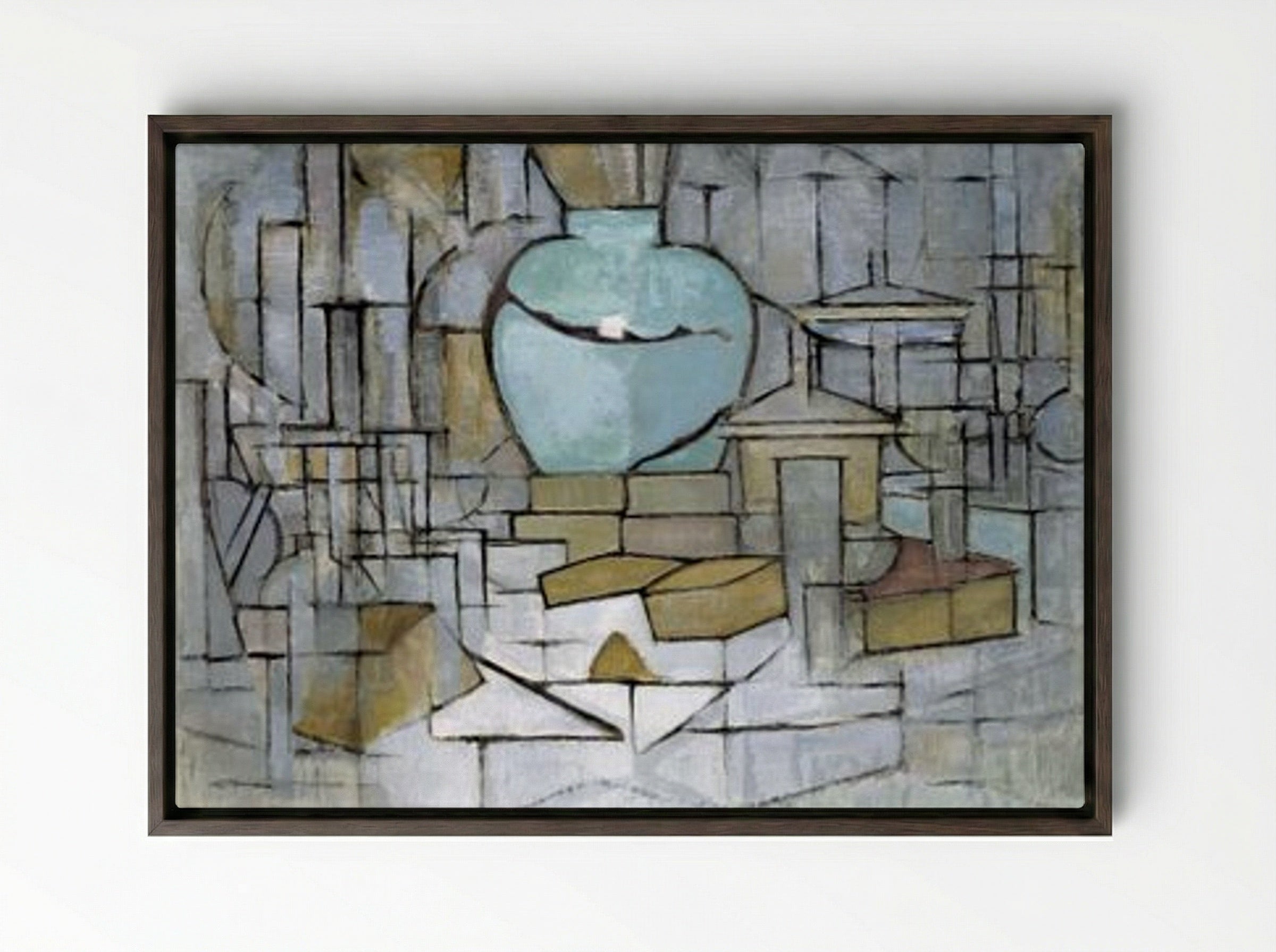 Still Life with Ginger Pot II - Piet Mondrian - Framed Canvas Dark Wood