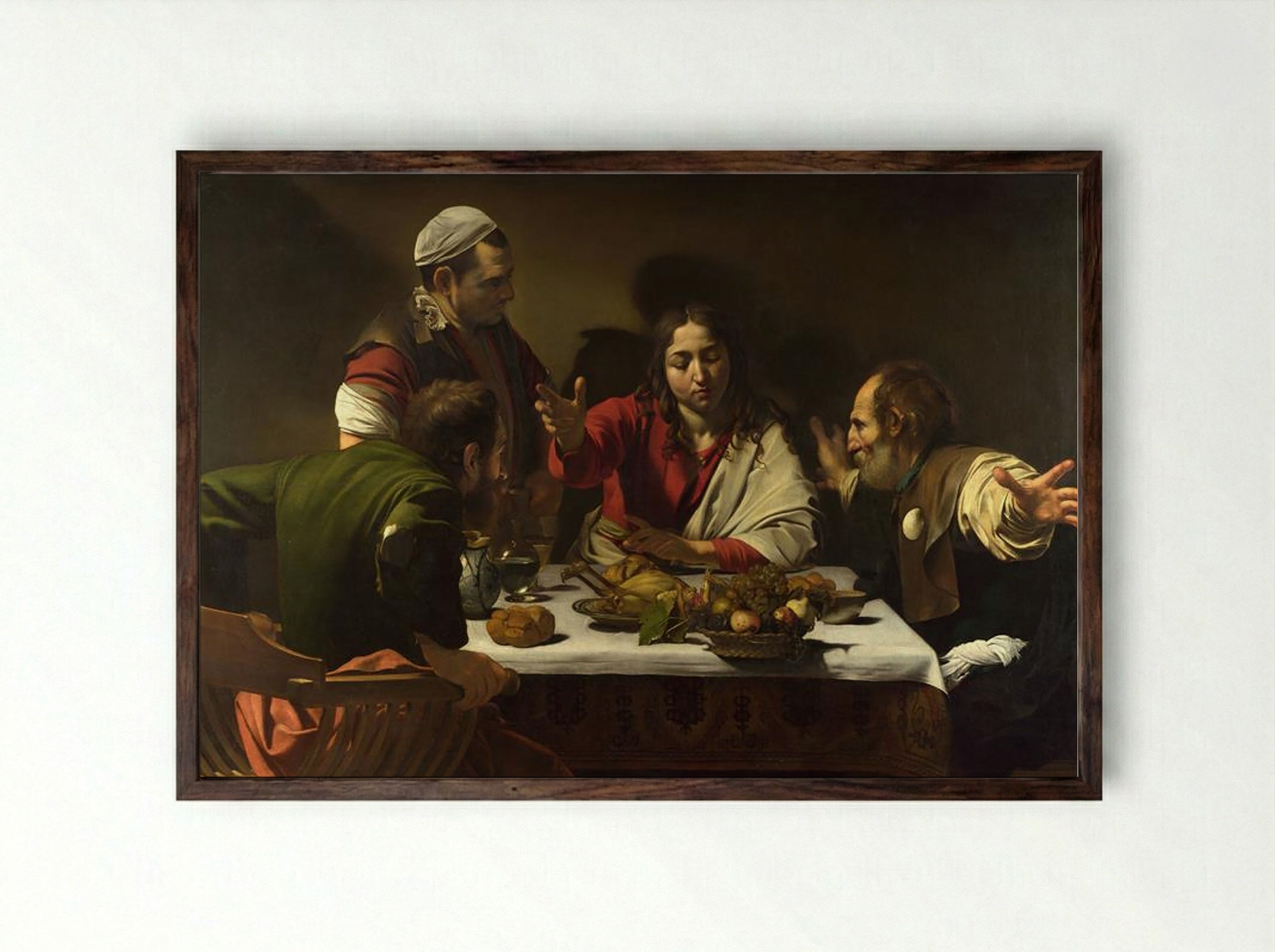 Supper at Emmaus - Caravaggio - Framed Print Dark Wood