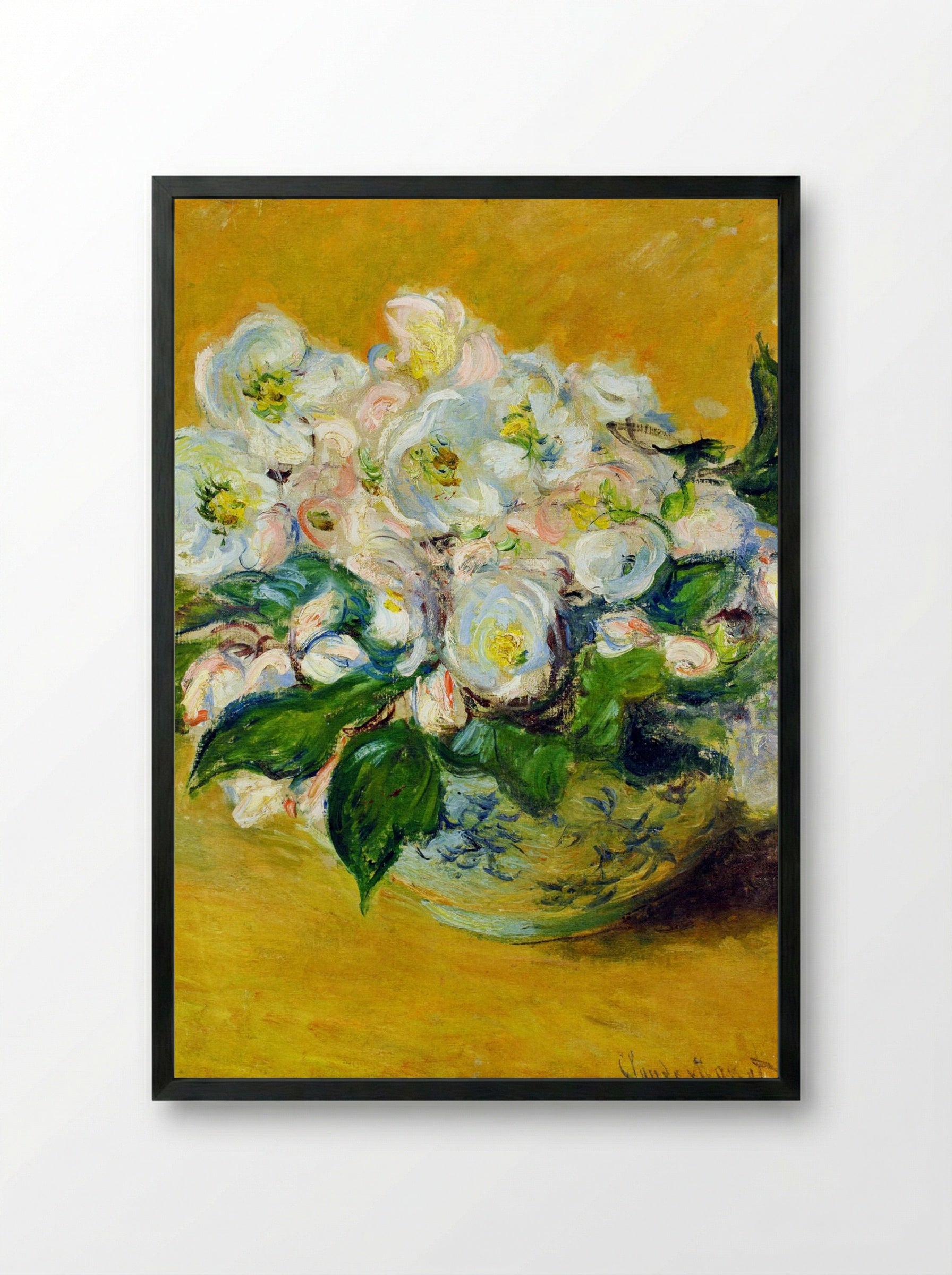 Christmas Roses - Claude Monet - Framed Print Black