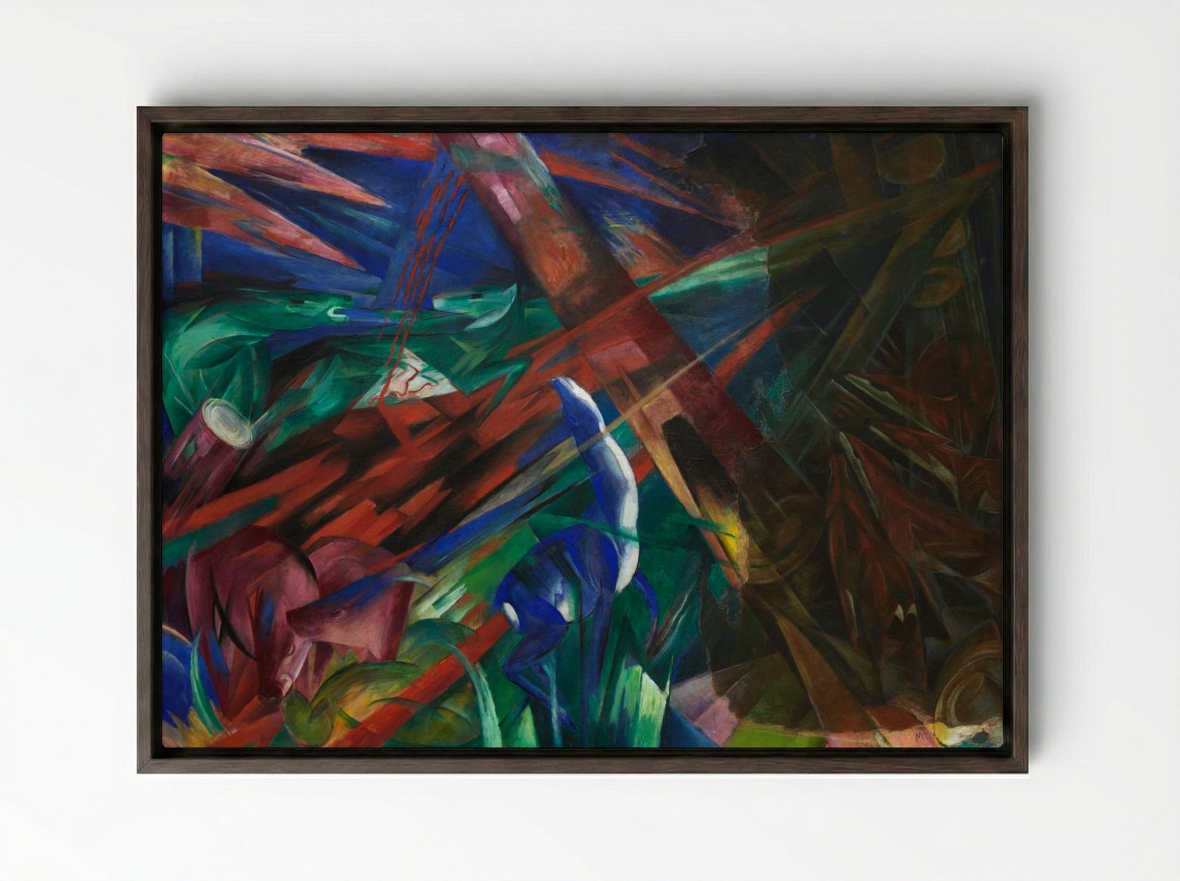 Animal Destinies - Franz Marc - Framed Canvas Dark Wood