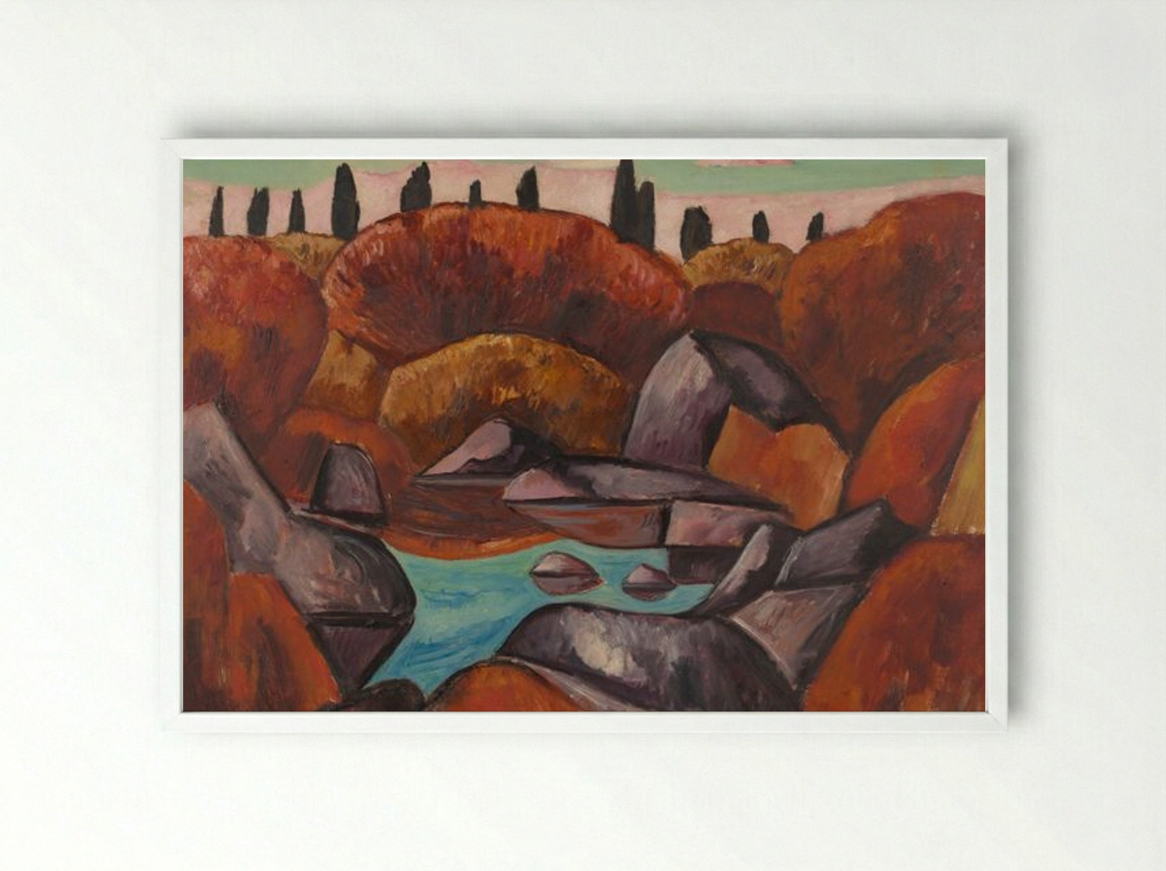 Flaming Pool, Dogtown - Marsden Hartley - Framed Print White