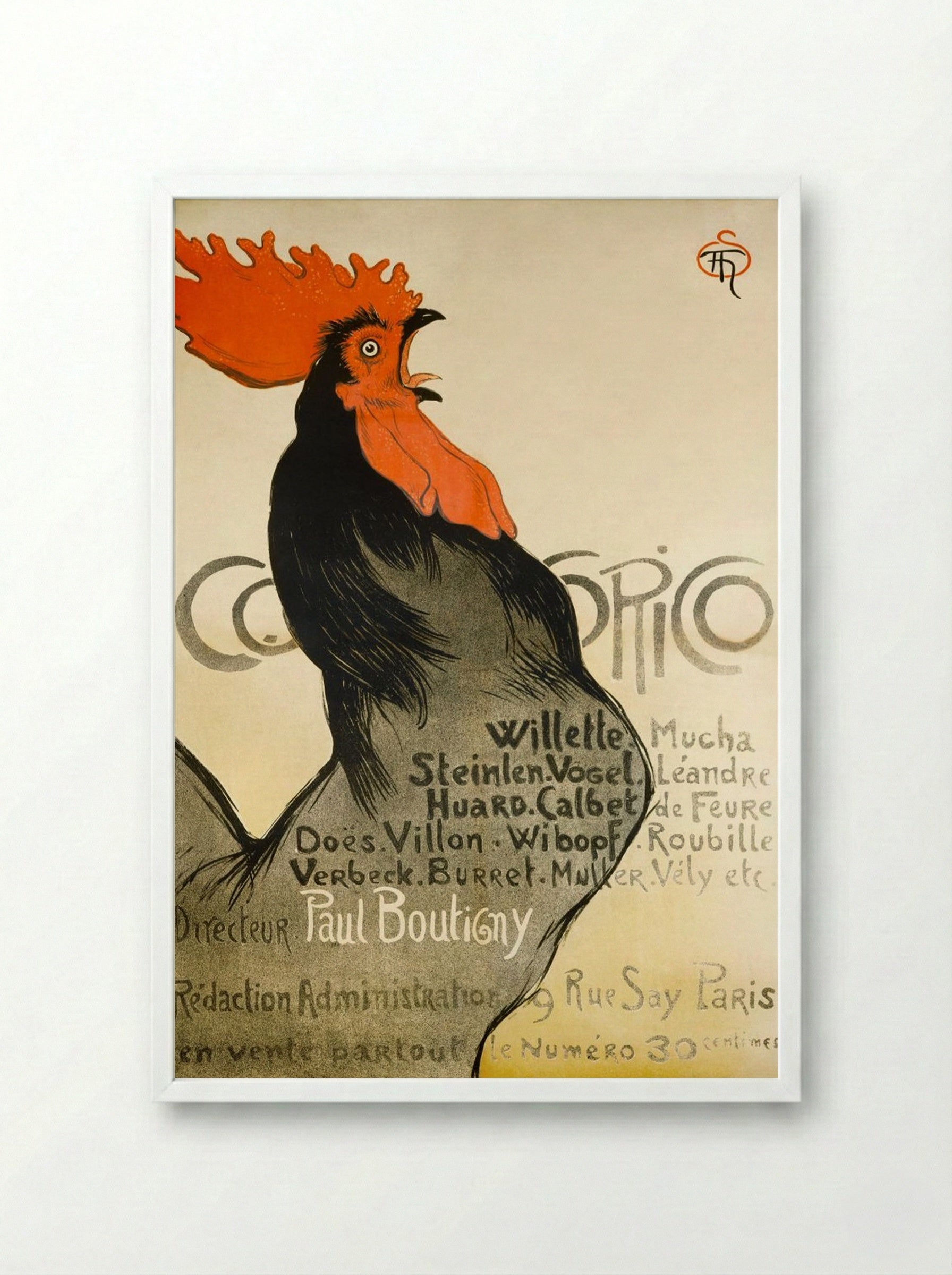 Cocorico - Théophile-Alexandre Steinlen - Framed Print White