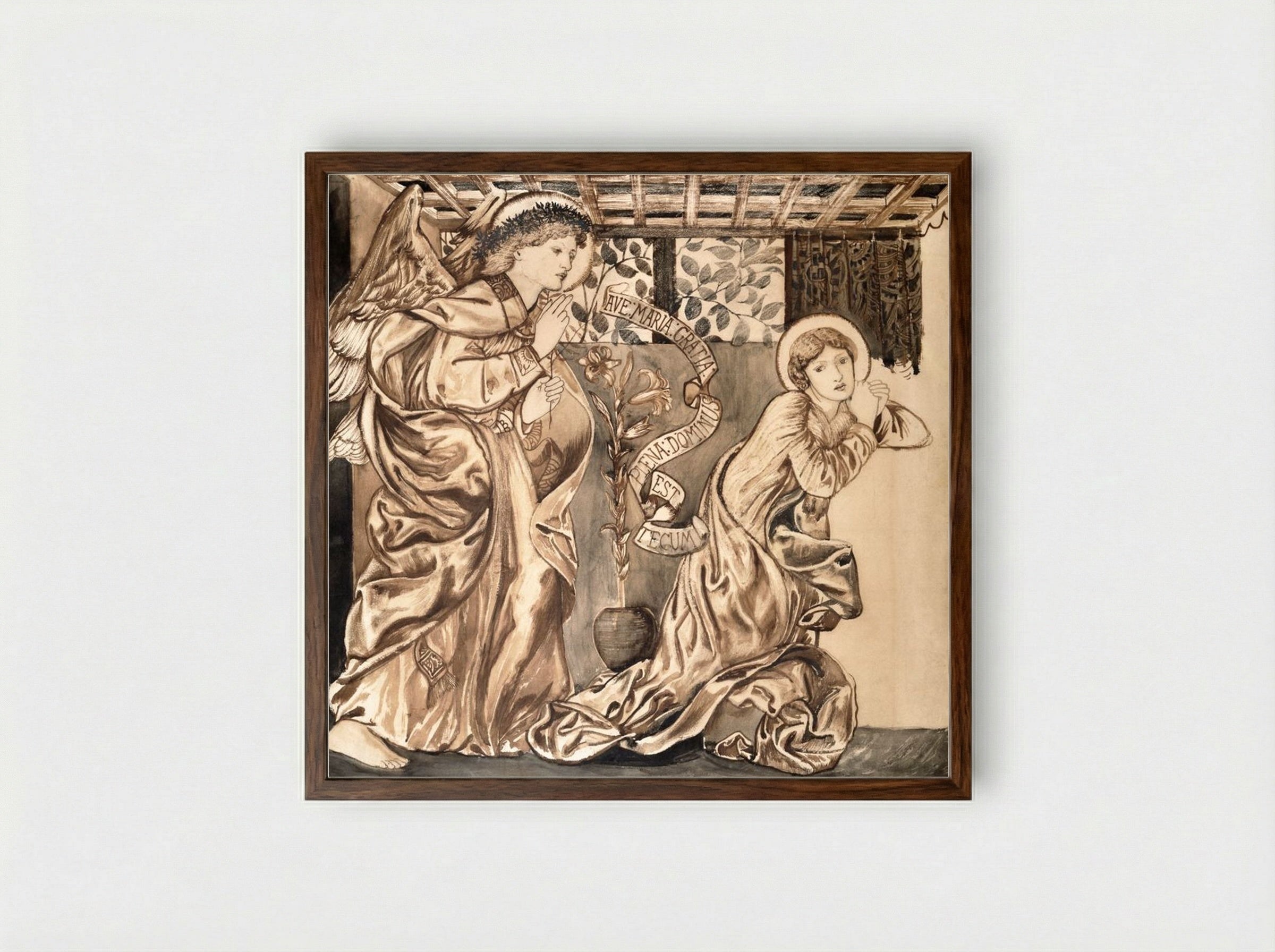 The Annunciation - Edward Burne-Jones - Framed Print Dark Wood
