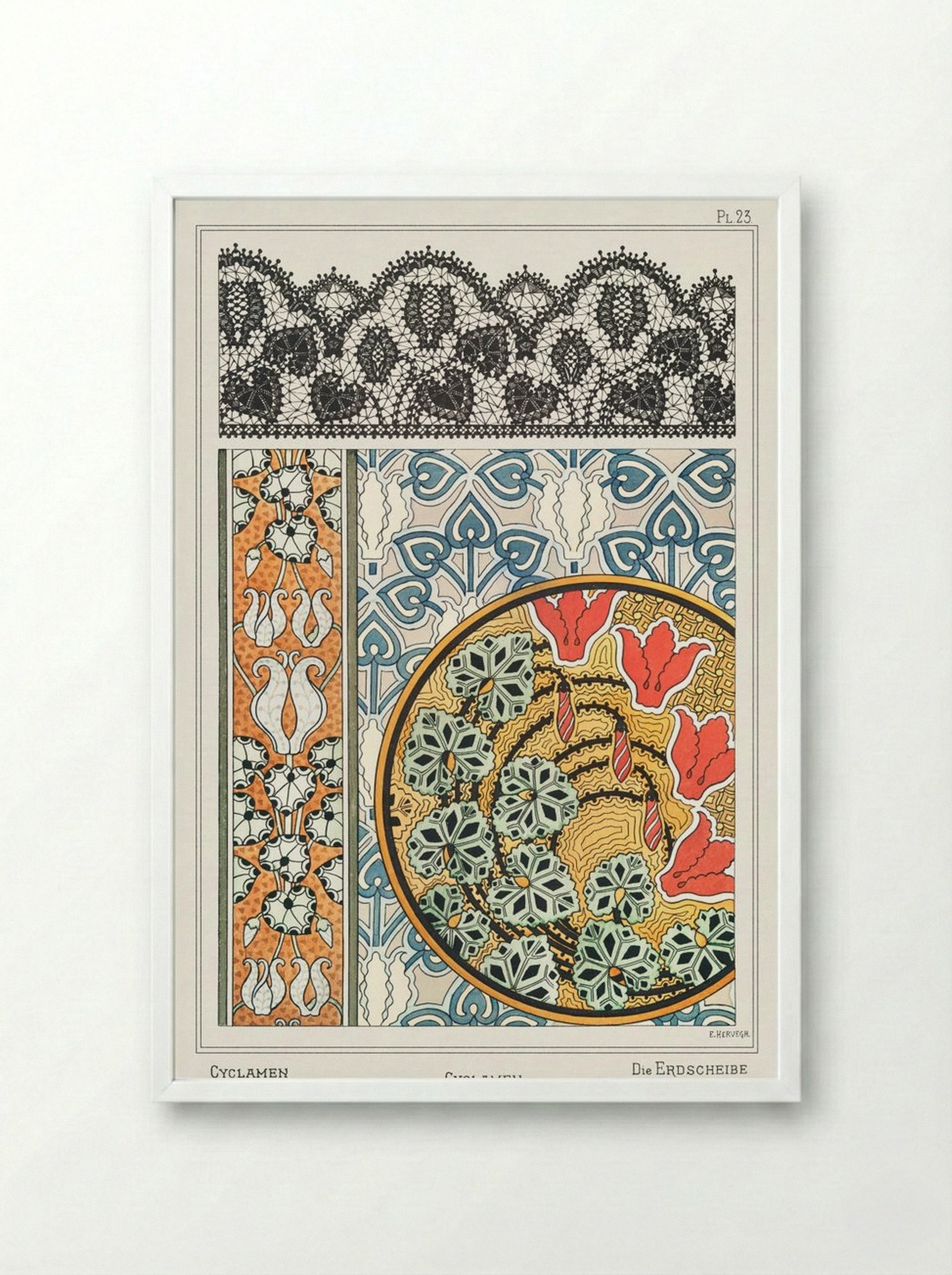 Cyclamen, Plate 23 from La Plante et ses Applications ornementales - Maurice Pillard Verneuil - Framed Print White