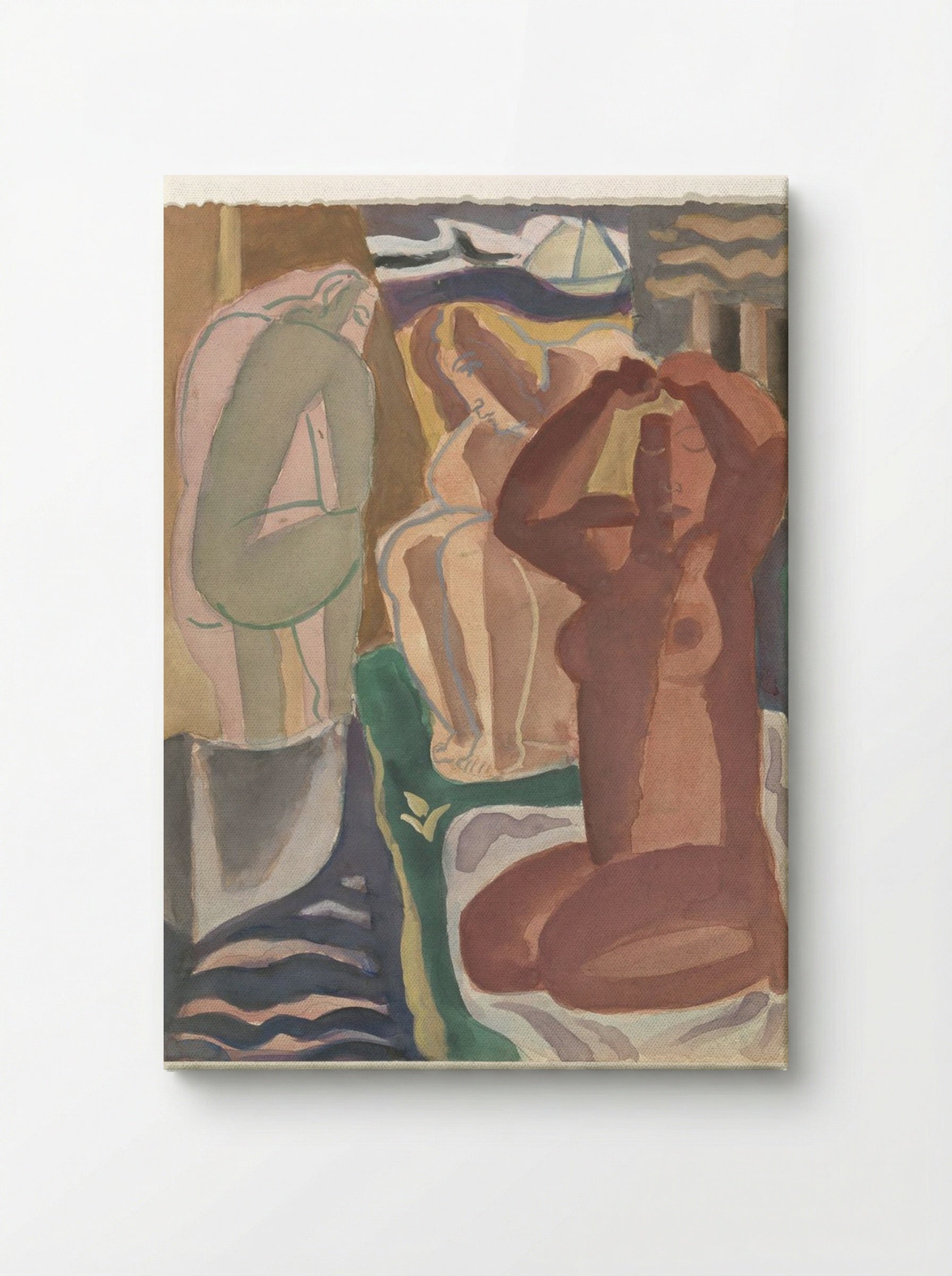 Two Bathing Women and a Figure from the Back - Leo Gestel - Canvas