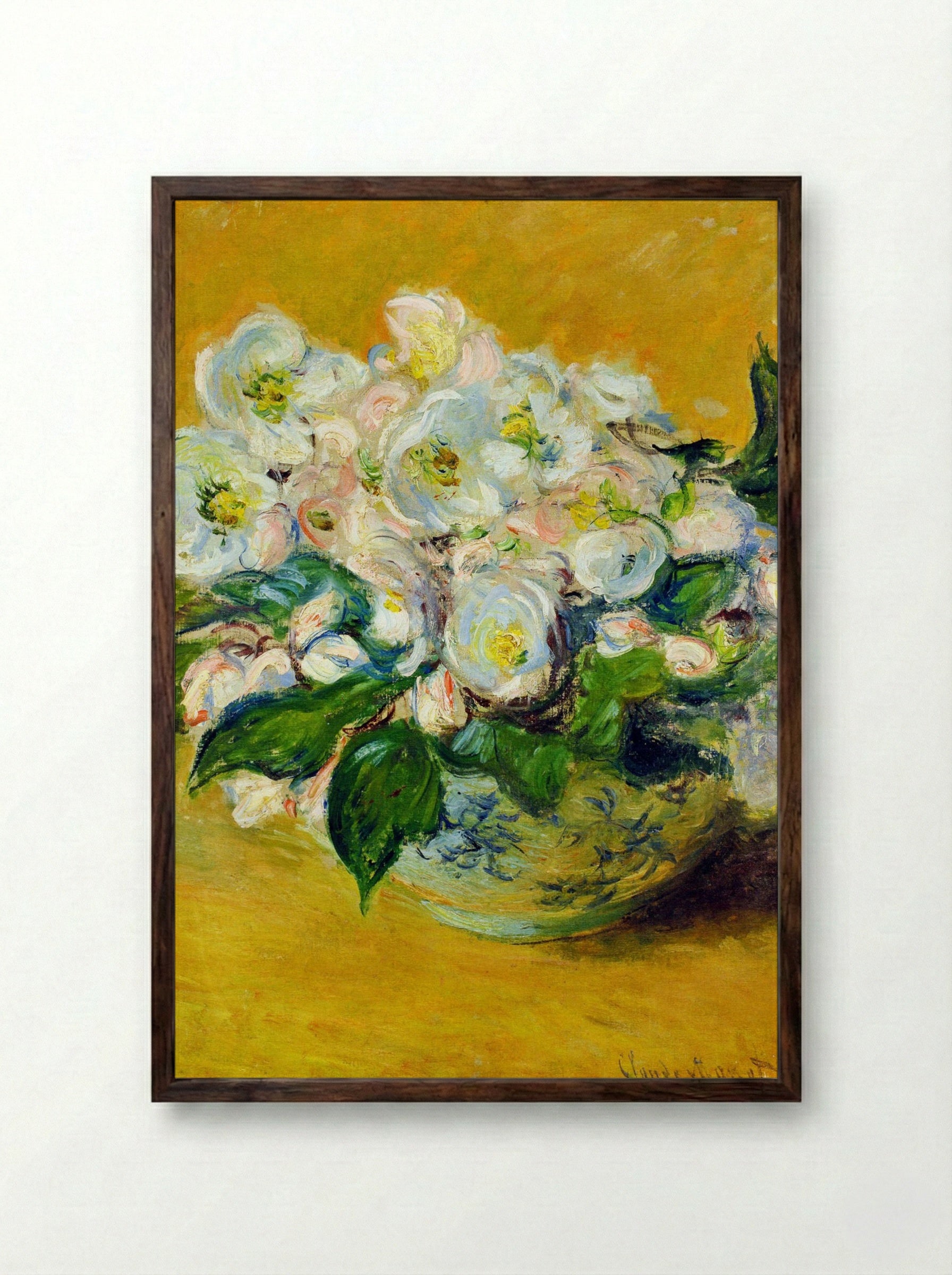 Christmas Roses - Claude Monet - Framed Print Dark Wood