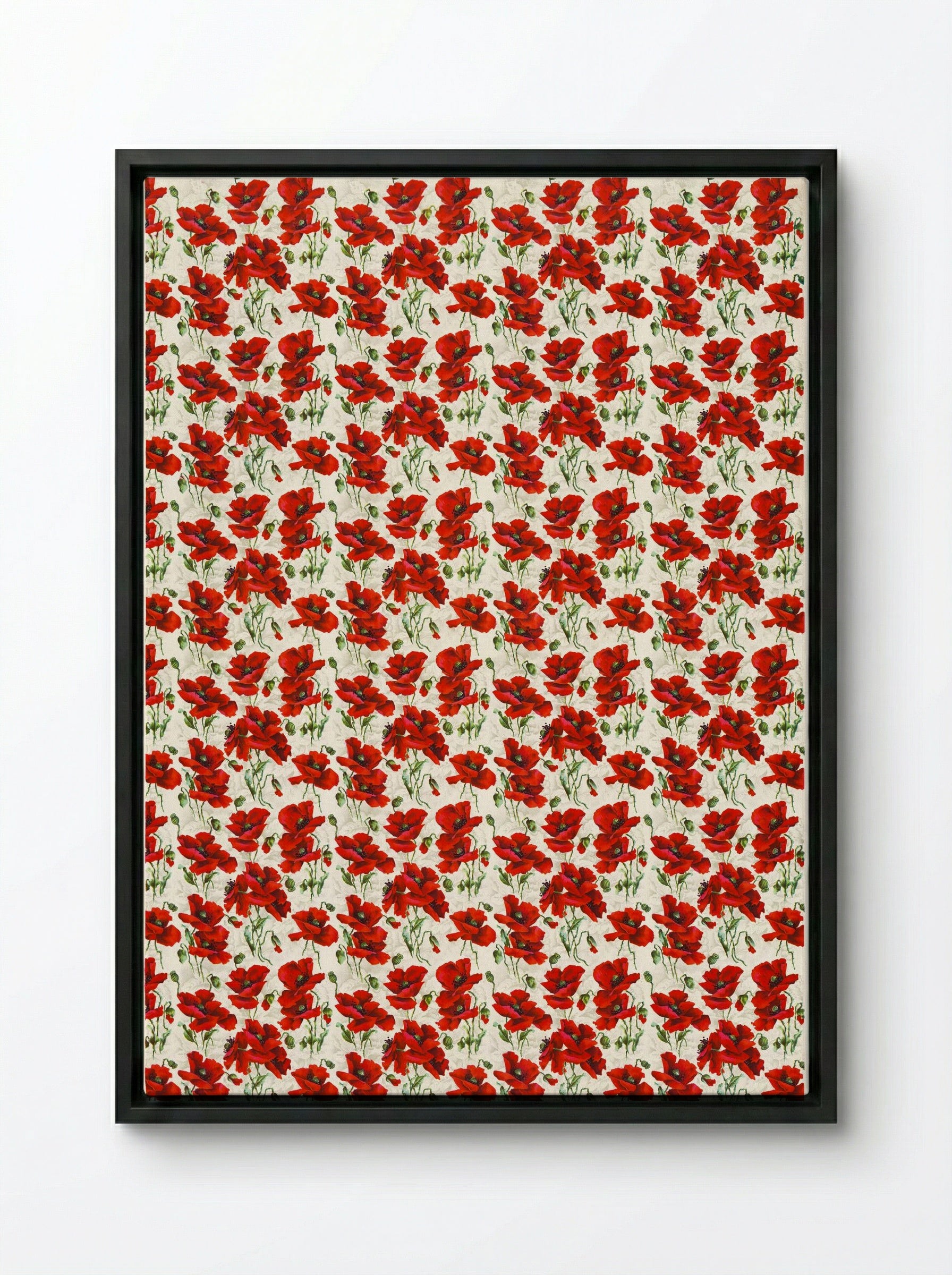 Red Poppy Design - Fine Art Print - Framed Canvas Black