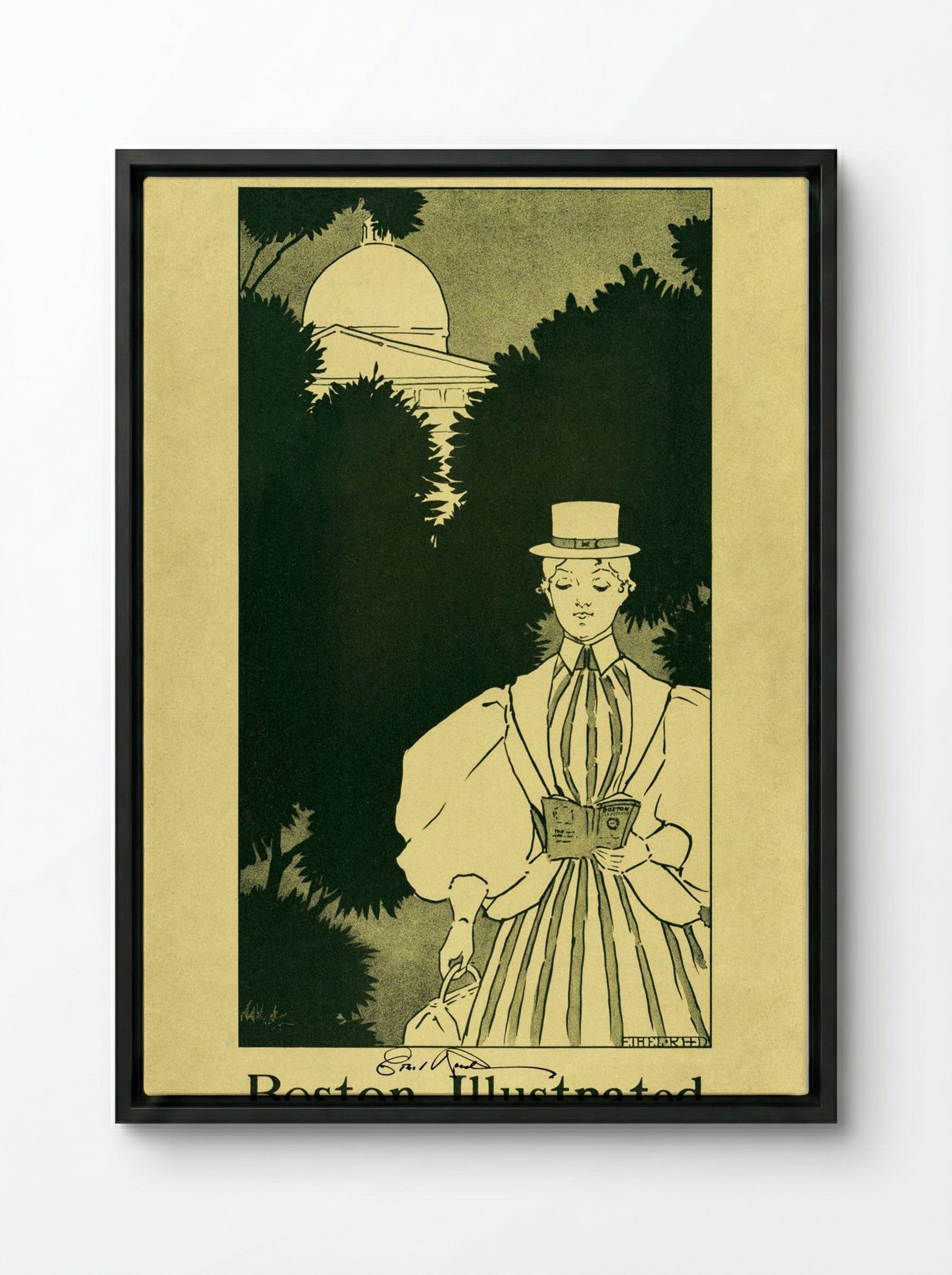 The Best Guide to Boston - Ethel Reed - Framed Canvas Black