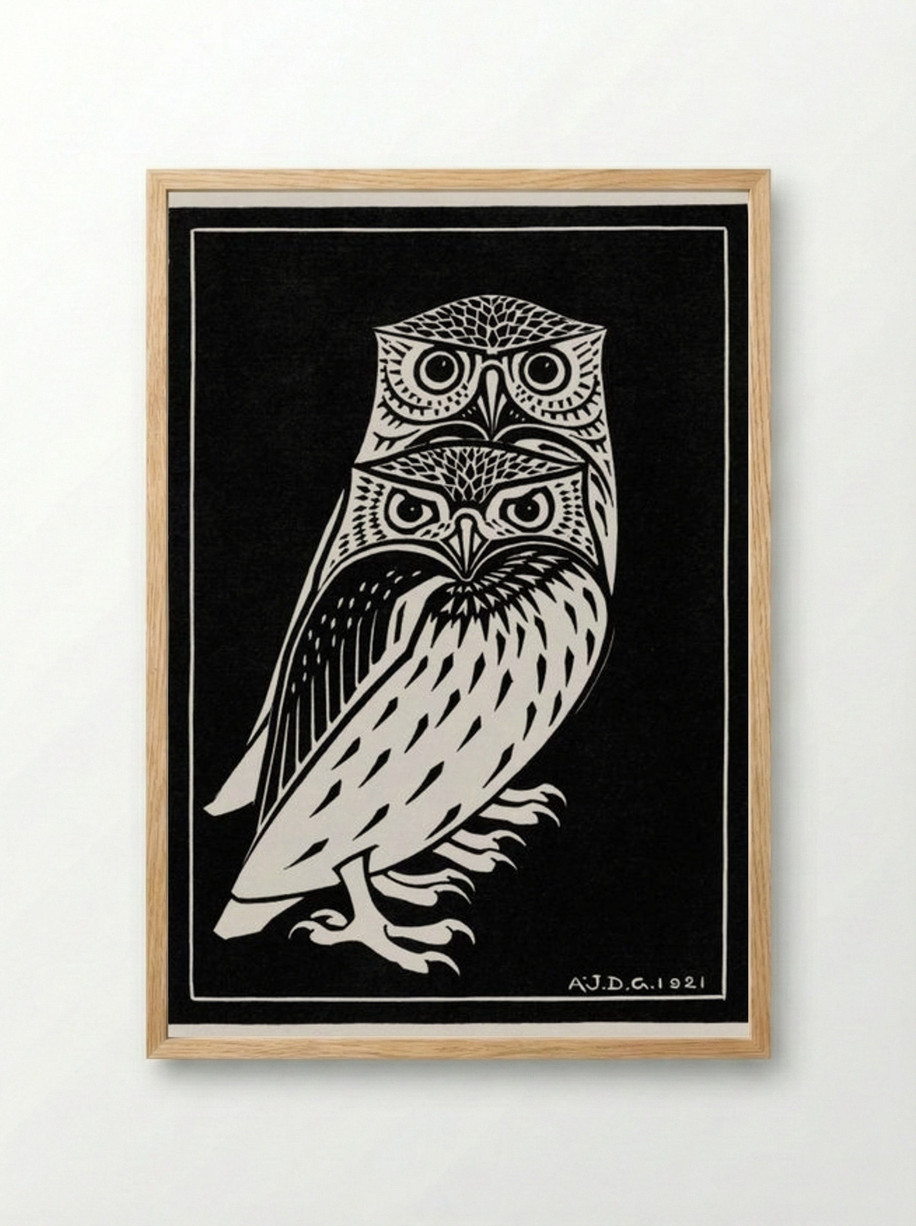 Two Owls - Julie de Graag - Framed Print Wood
