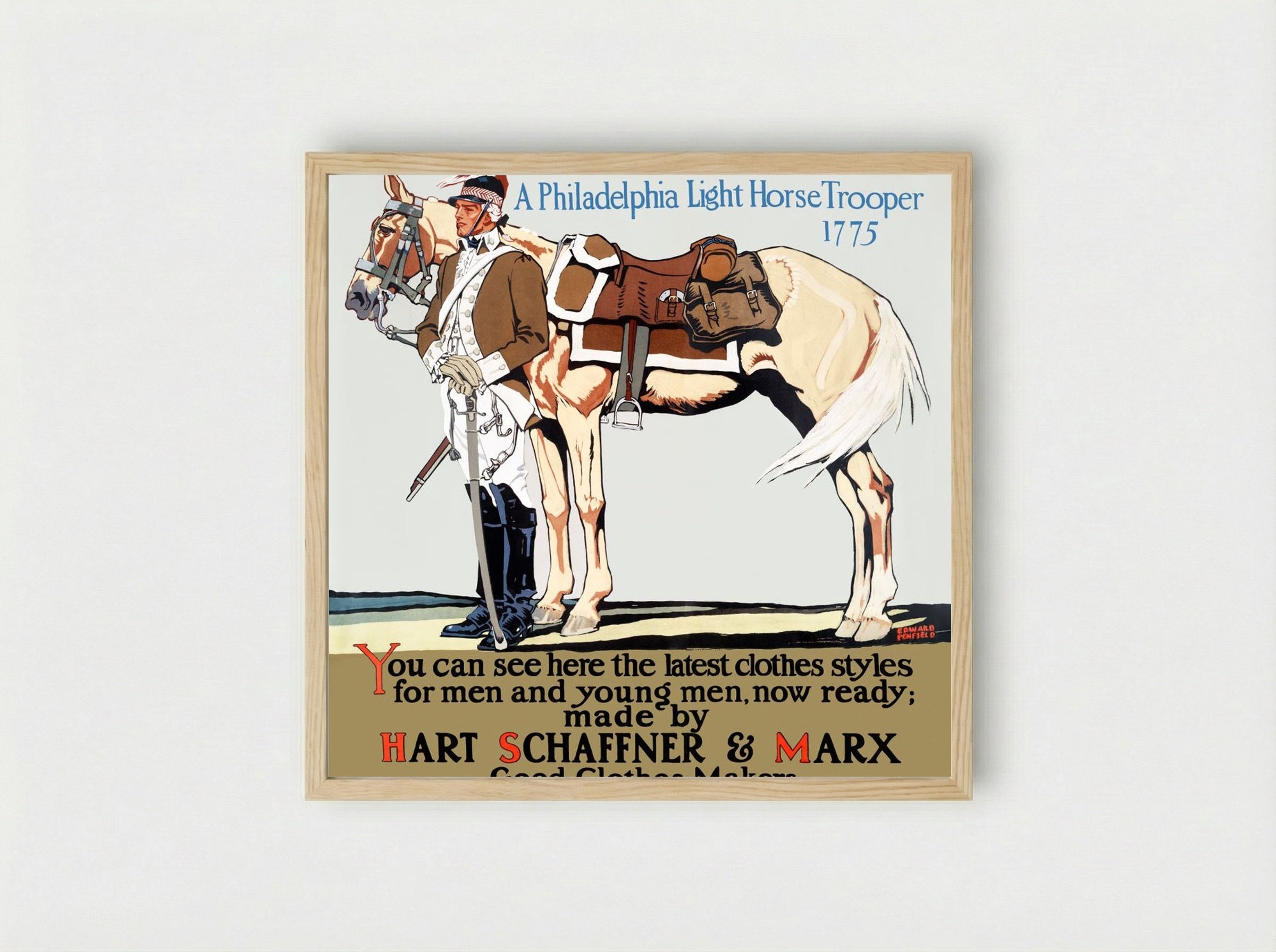 A Philadelphia Light Horse Trooper, 1775 - Edward Penfield - Framed Print Wood