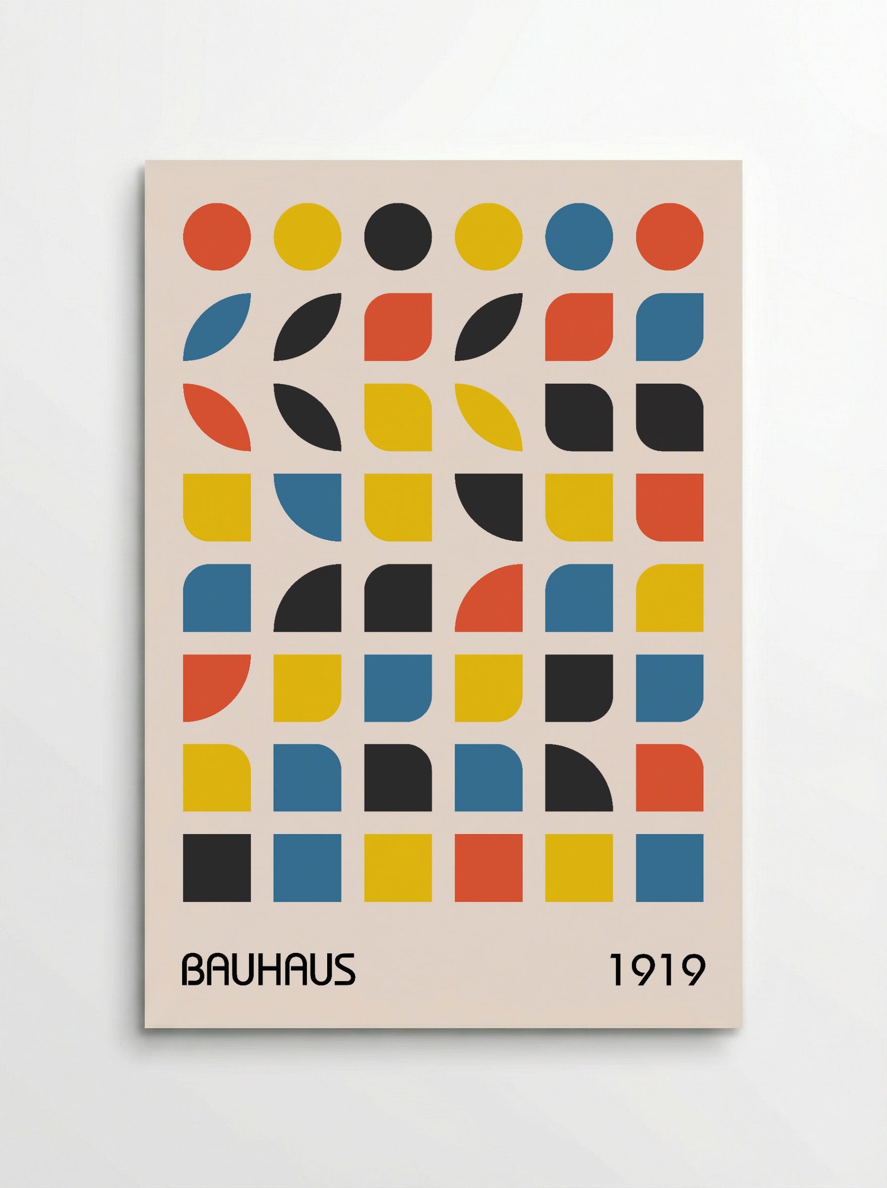 Bauhaus 1919 Geometric Colour Grid – Primary Modernist Print