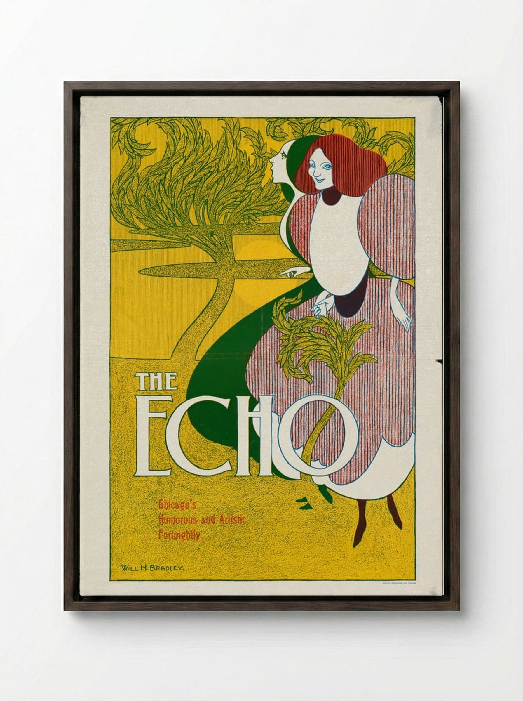 The Echo - Will H. Bradley - Framed Canvas Dark Wood