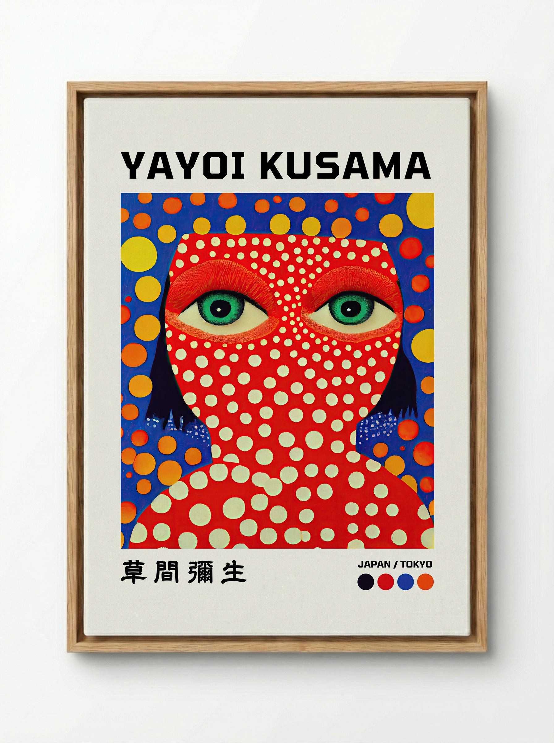 Self-Portrait with Polka Dots - Yayoi Kusama - Framed Canvas Wood