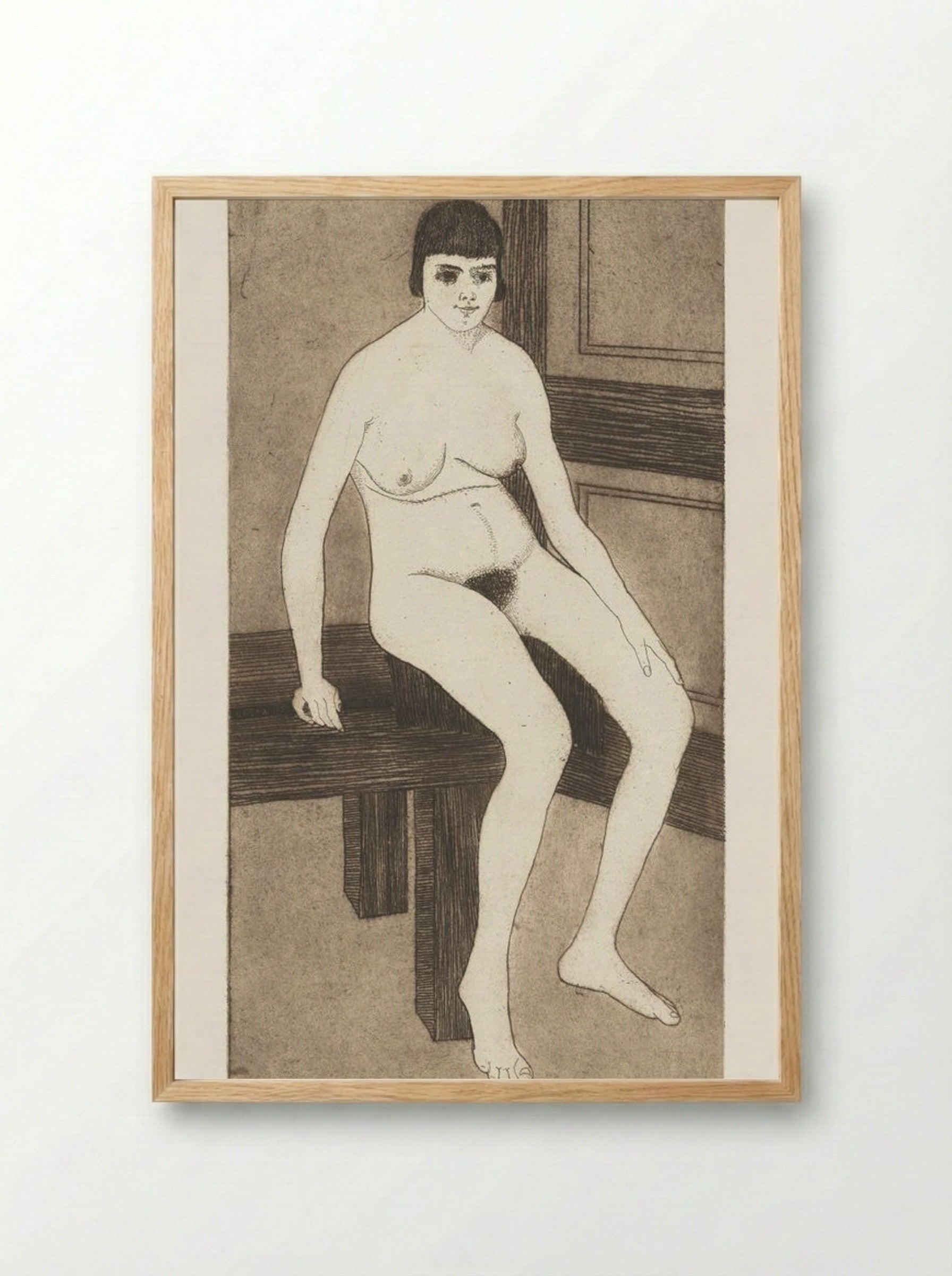 Seated Nude (Zittend naakt) - Samuel Jessurun de Mesquita - Framed Print Wood
