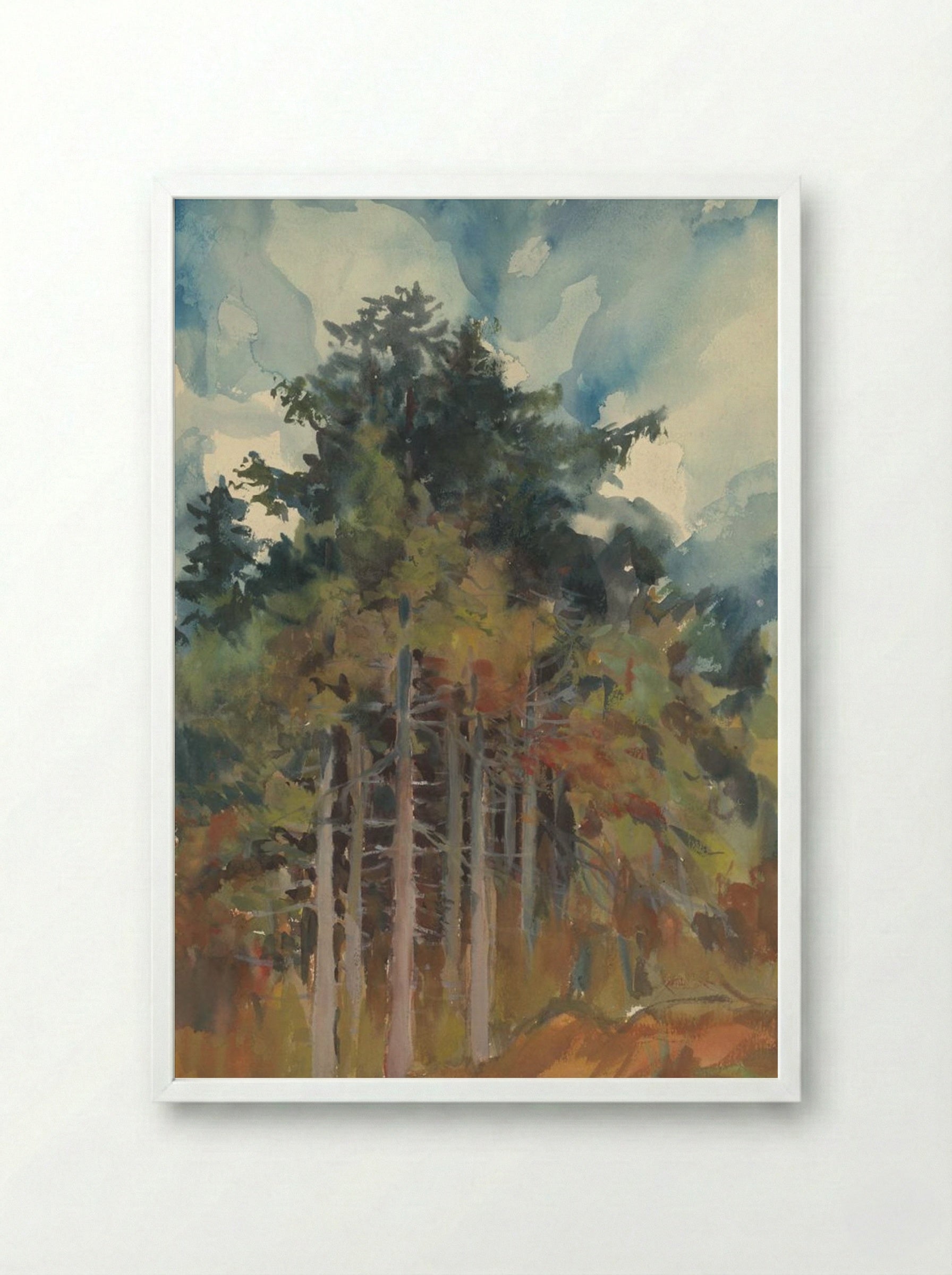 In the Forest in Autumn - Zolo Palugyay - Framed Print White