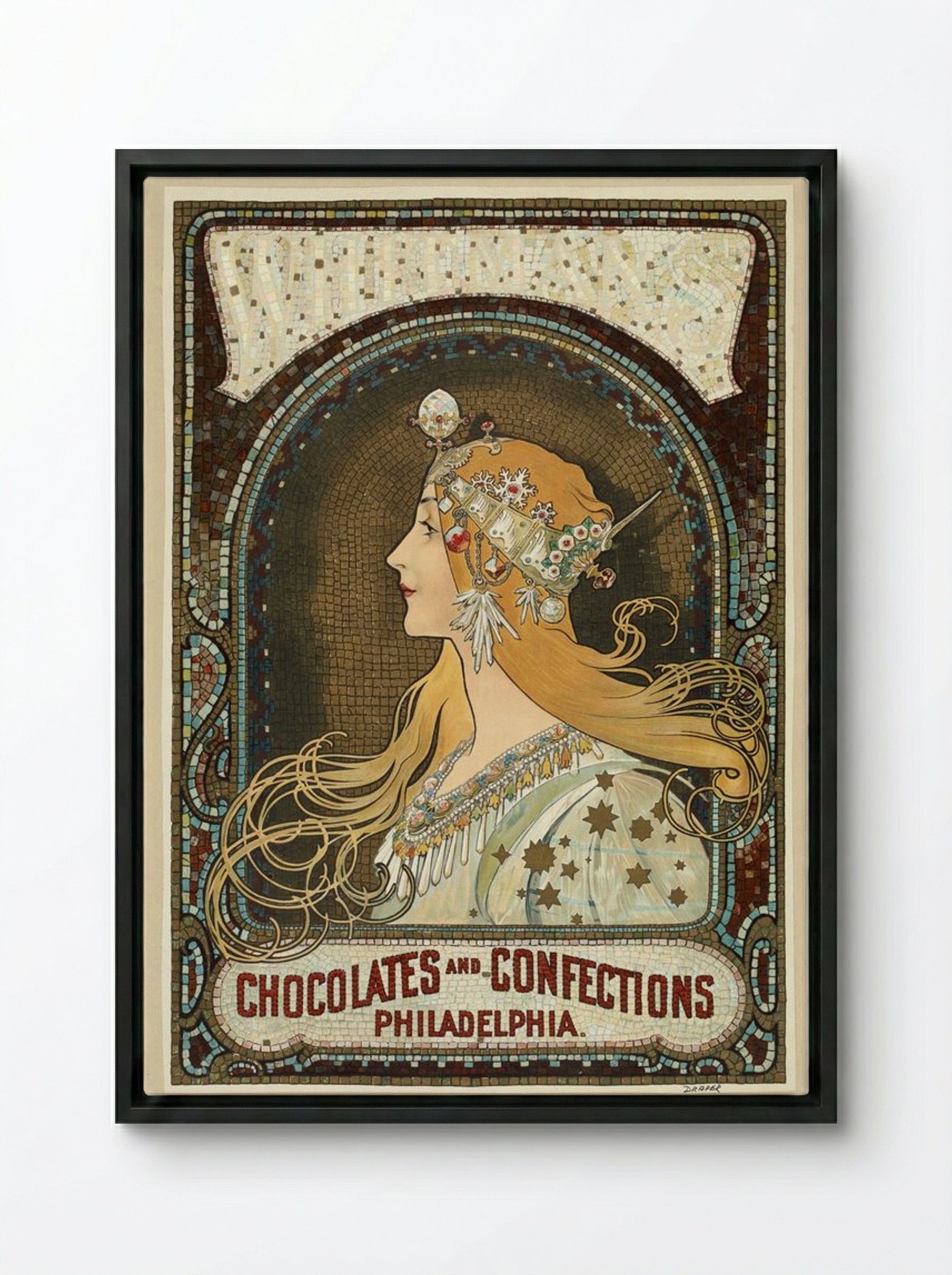 Zodiac - Alphonse Mucha - Framed Canvas Black