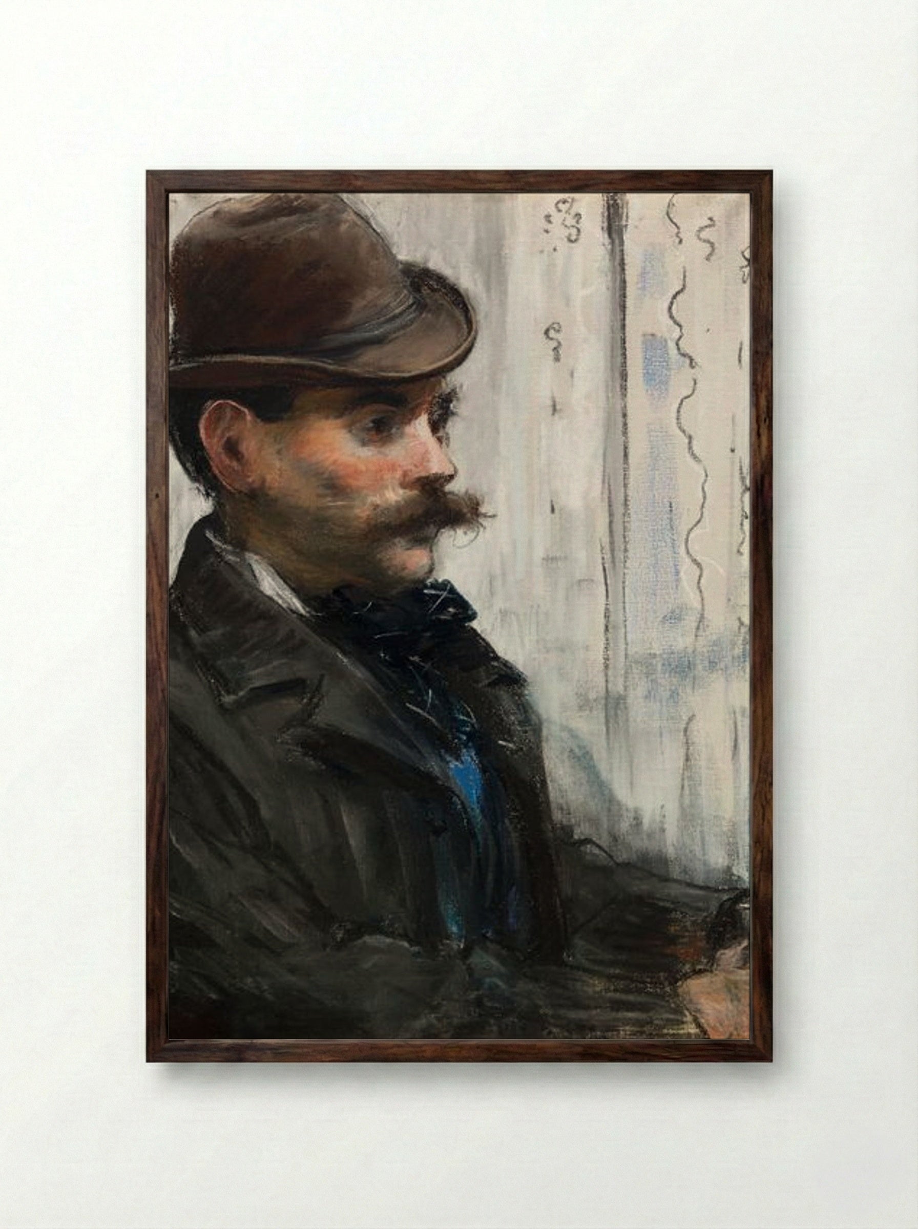 Portrait of Alphonse Maureau - Édouard Manet - Framed Print Dark Wood