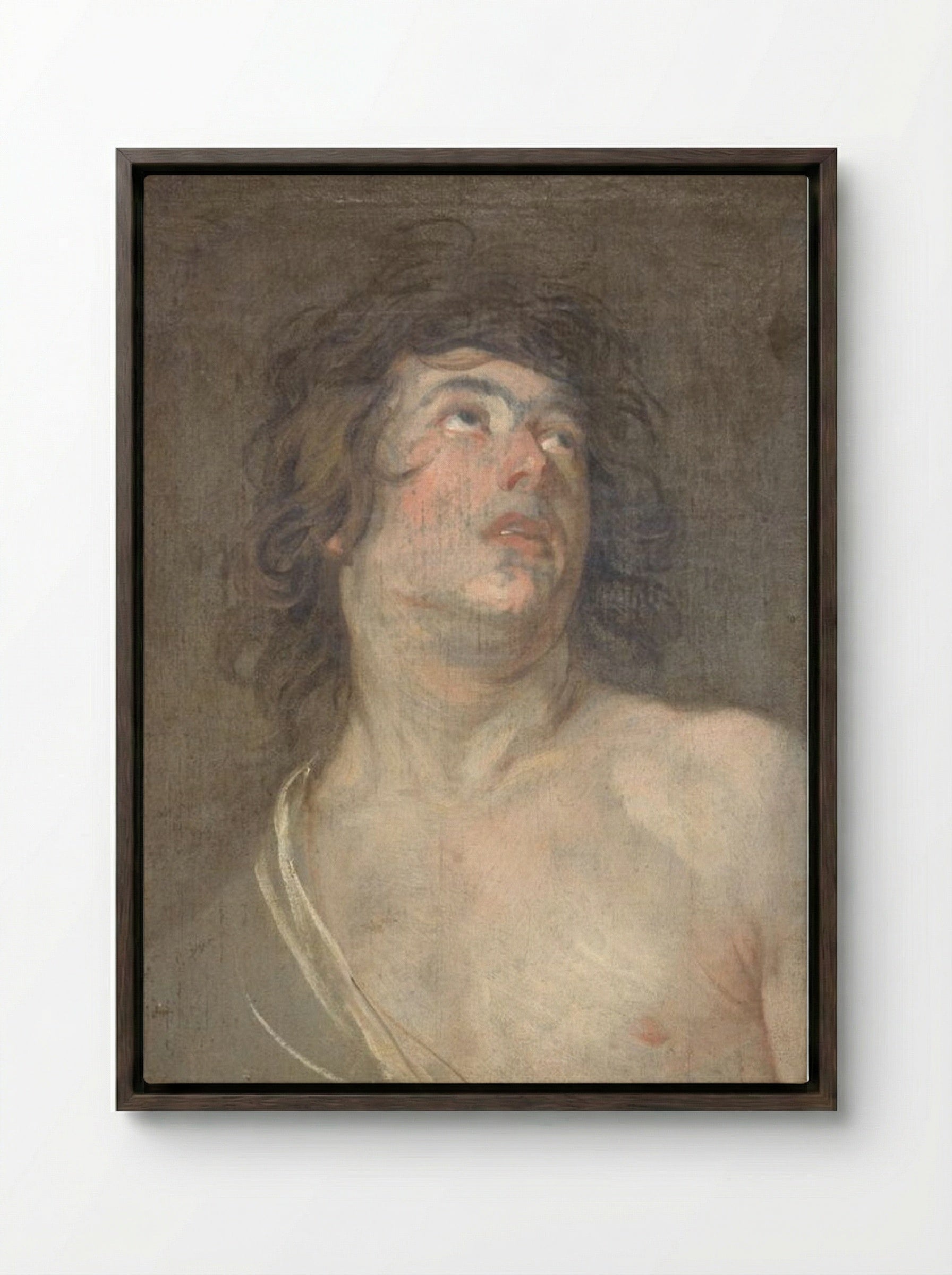 Study for Saint Sebastian - Anthony van Dyck - Framed Canvas Dark Wood