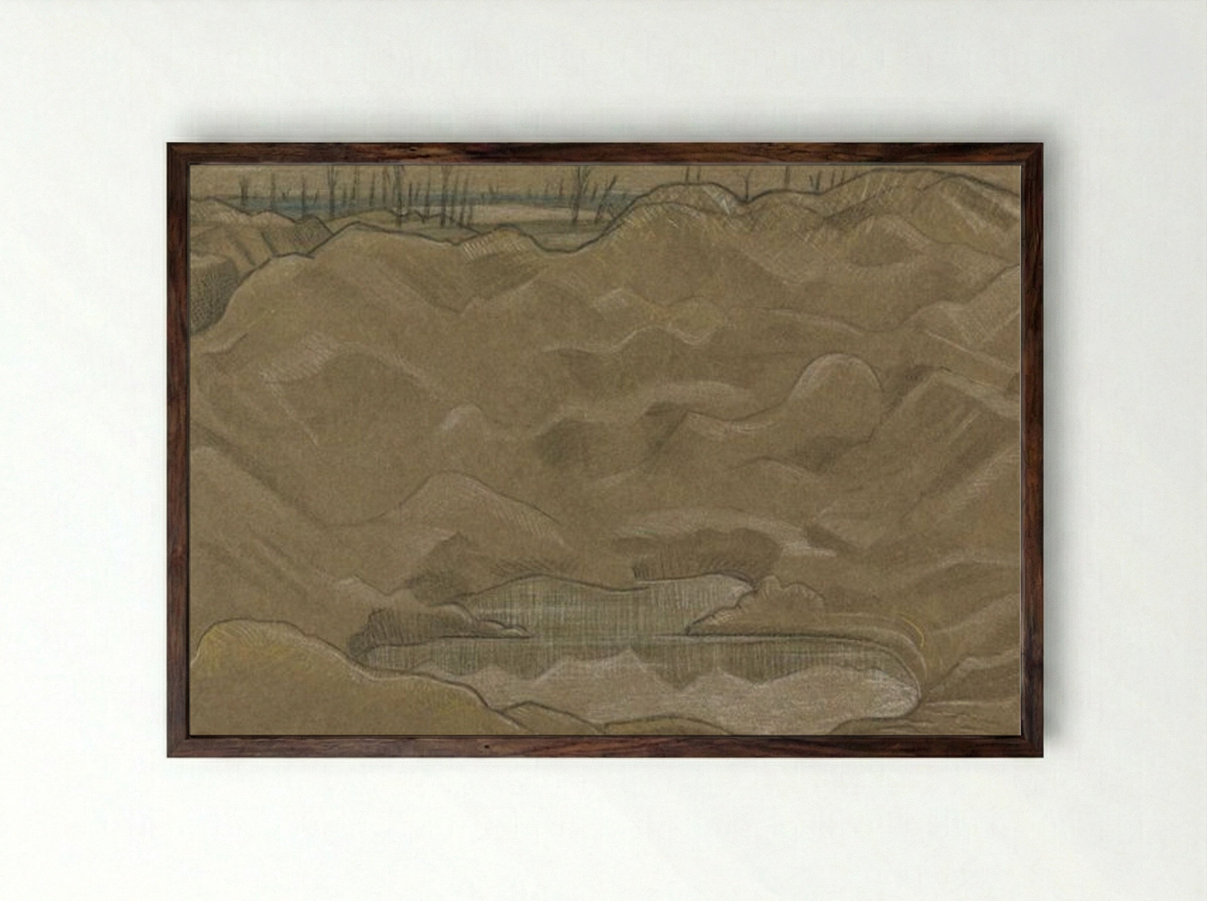 A Shell Crater - Paul Nash - Framed Print Dark Wood