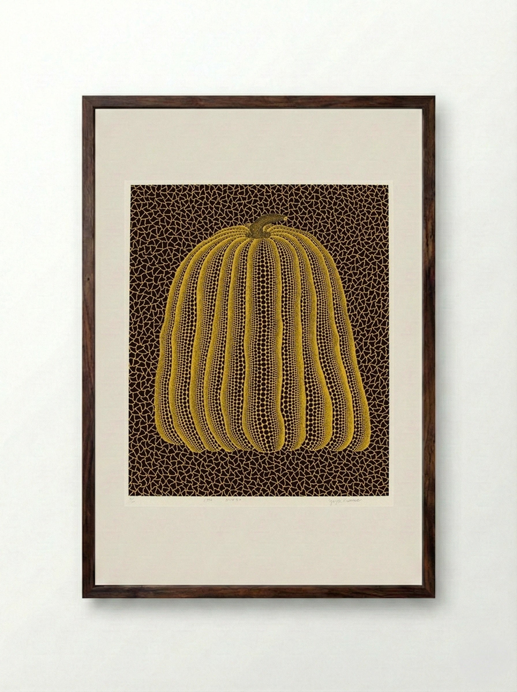 Yellow Pumpkin - Yayoi Kusama - Framed Print Dark Wood