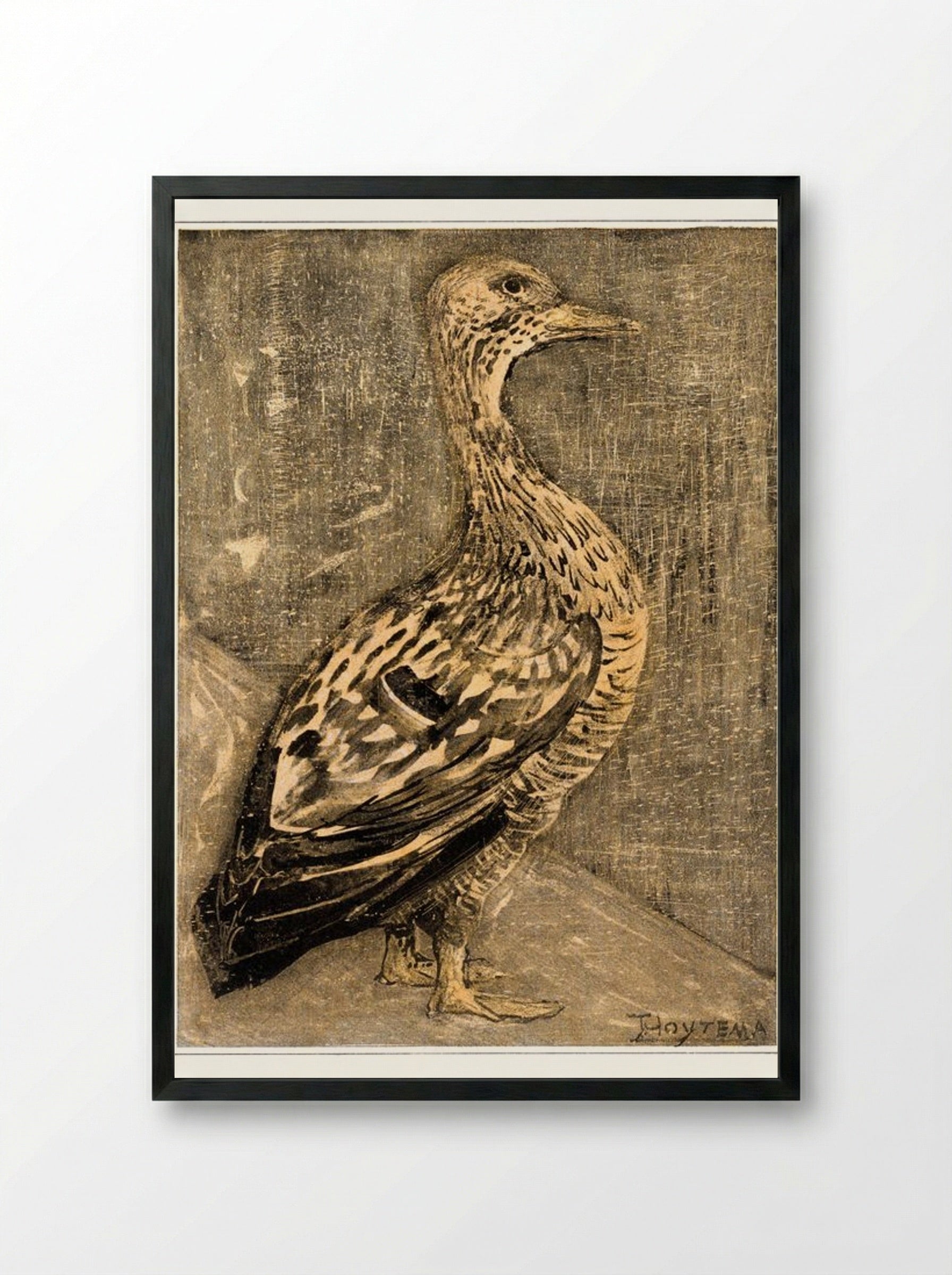 Standing Duck - Theo van Hoytema - Framed Print Black
