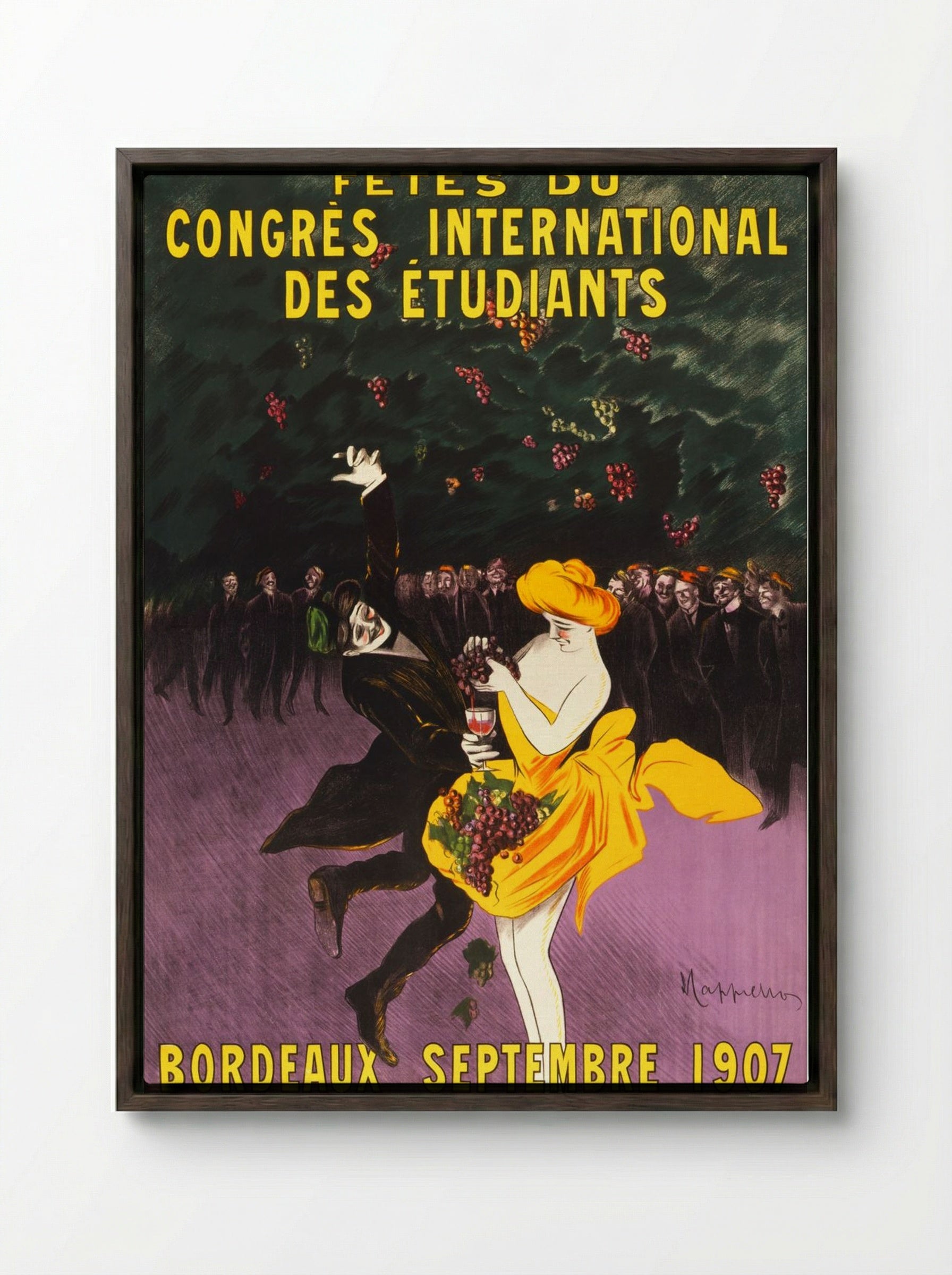 Celebrations of the International Student Congress, Bordeaux, 1907 - Leonetto Cappiello - Framed Canvas Dark Wood