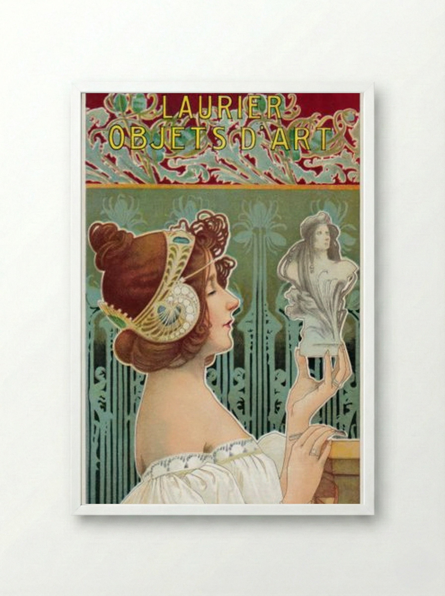 Laurier, Objets d'Art - Alphonse Mucha - Framed Print White