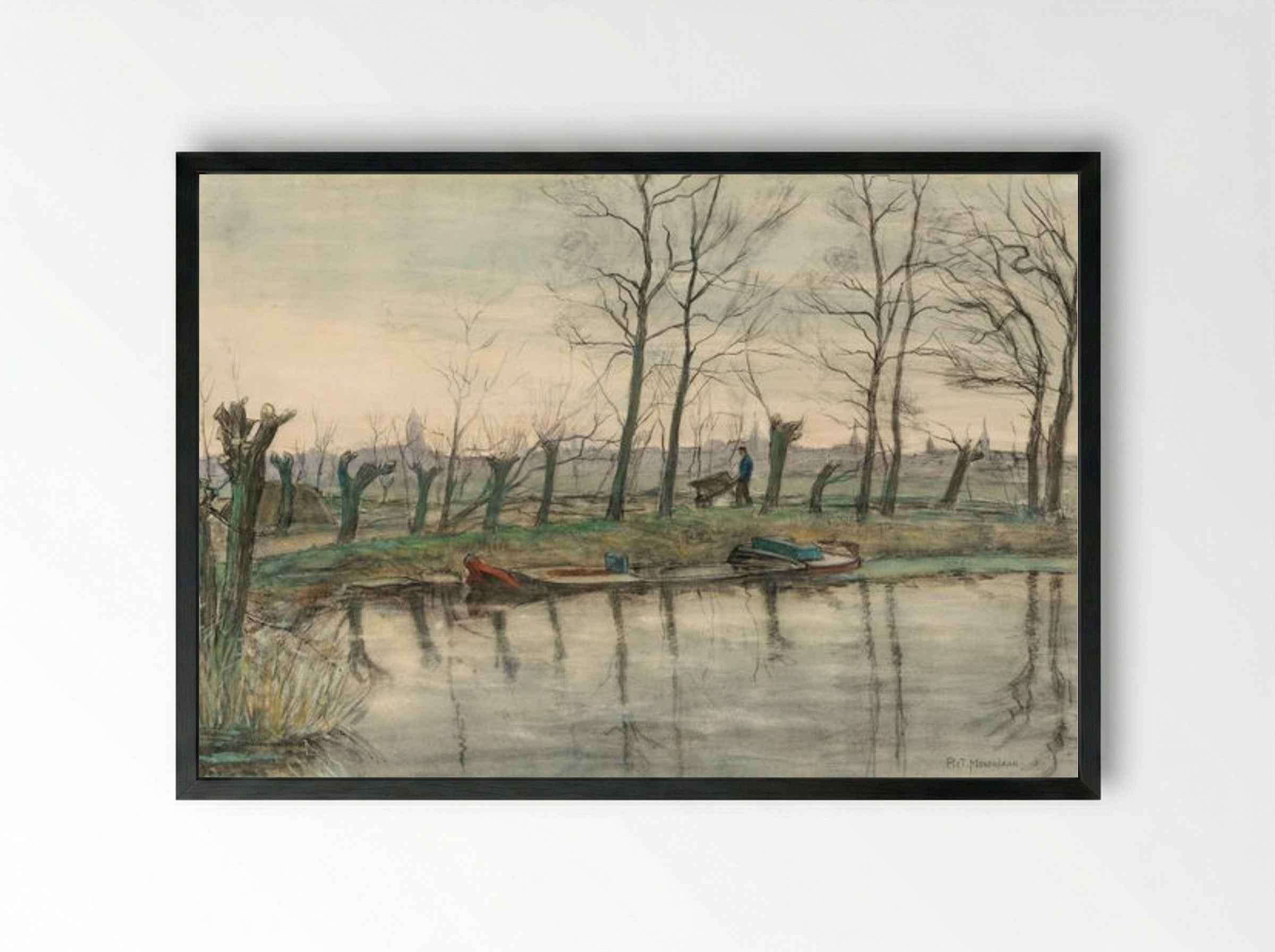 Amsterdam Skyline Viewed from the West - Piet Mondrian - Framed Print Black