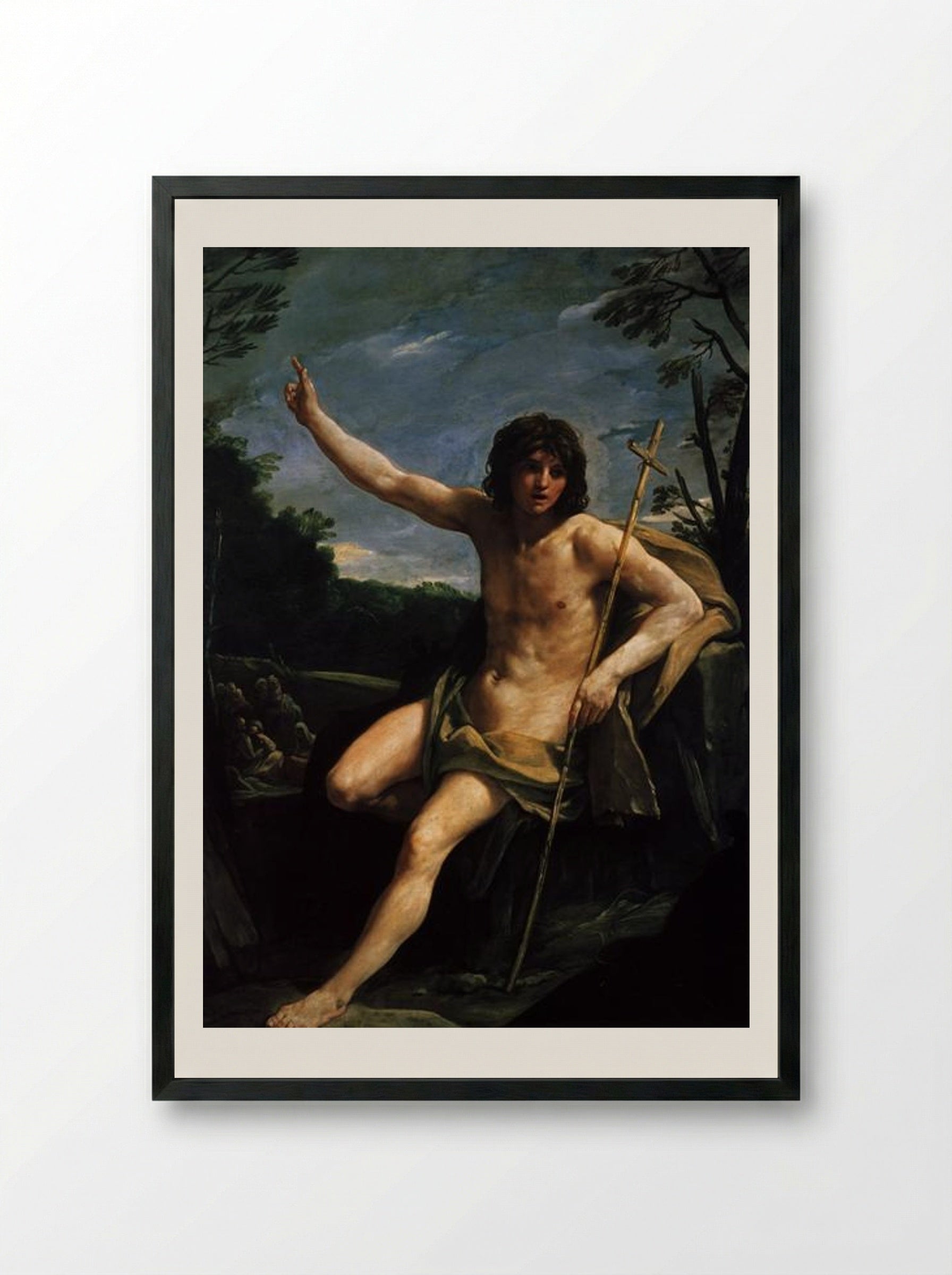 Saint John the Baptist in the Wilderness - Guido Reni - Framed Print Black