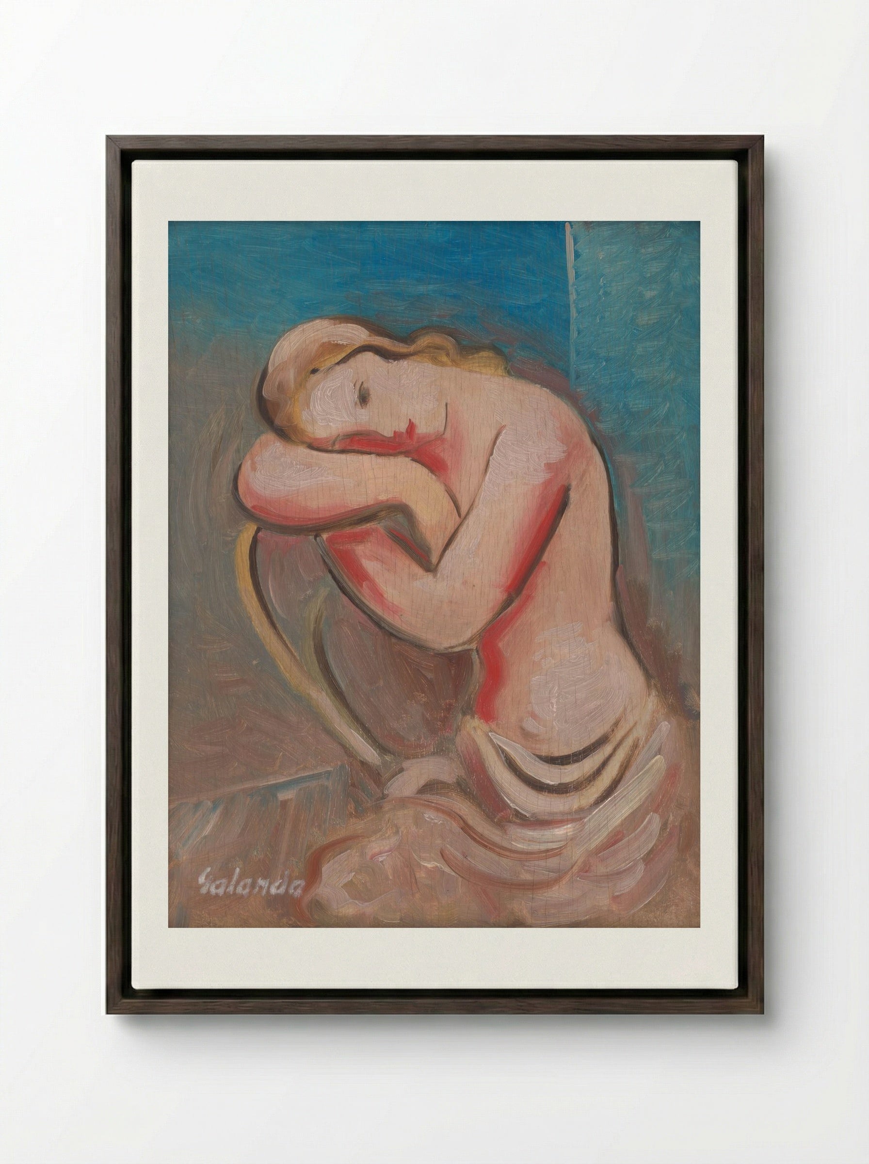 Seated Model - Mikuláš Galanda - Framed Canvas Dark Wood