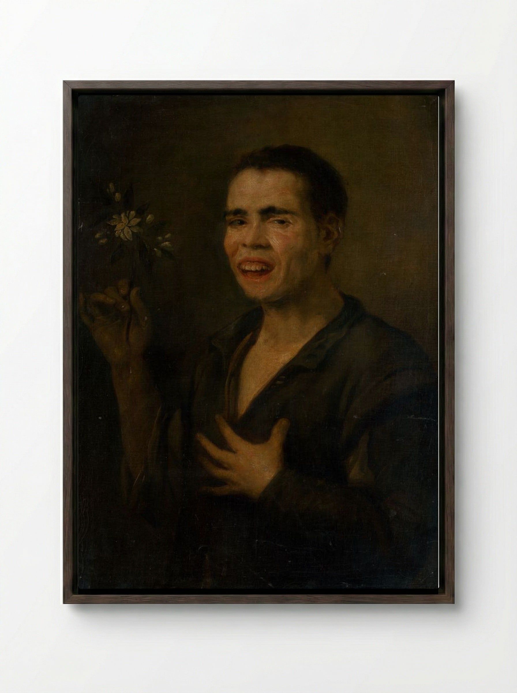 Boy with Orange Blossom - Bartolomé Esteban Murillo - Framed Canvas Dark Wood