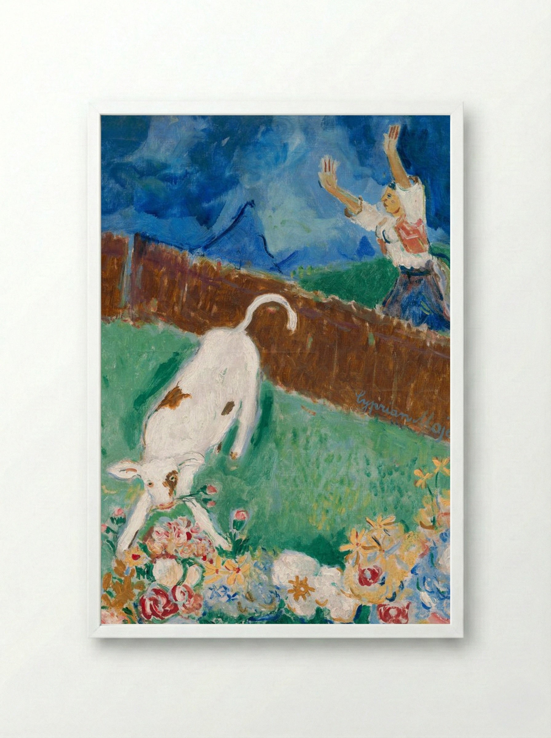 Calf - Cyprián Majerník - Framed Print White