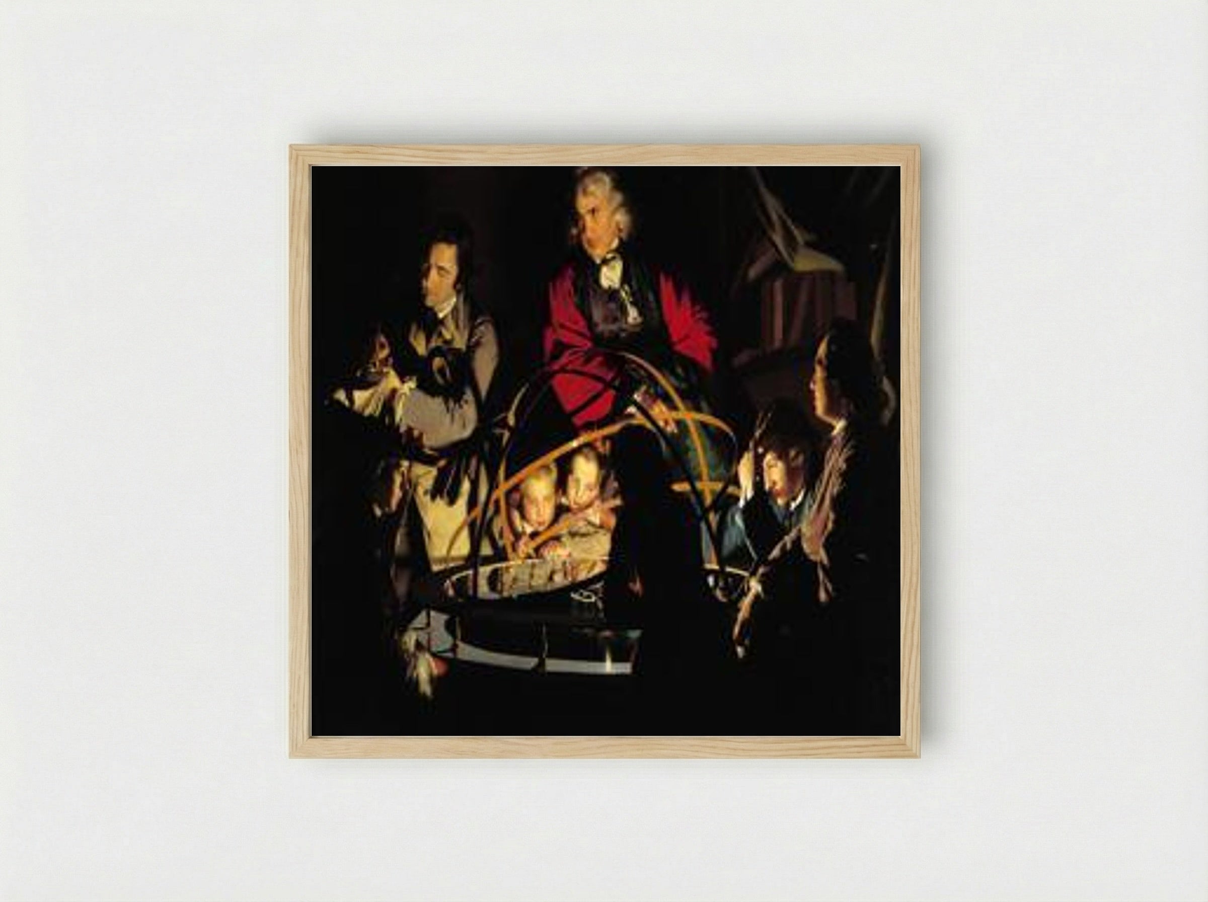 An Experiment on a Bird in the Air Pump - Joseph Wright - Framed Print Wood