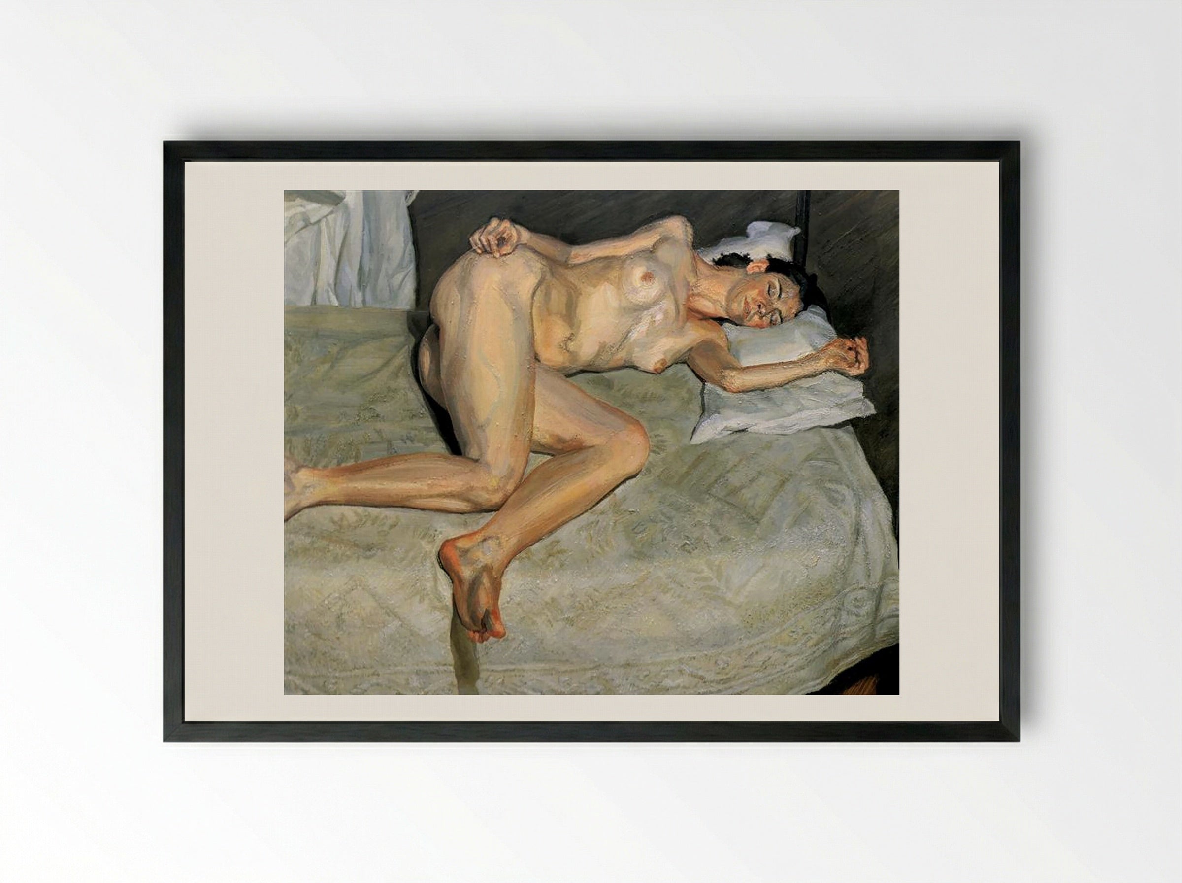 Portrait on a White Cover - Lucian Freud - Framed Print Black