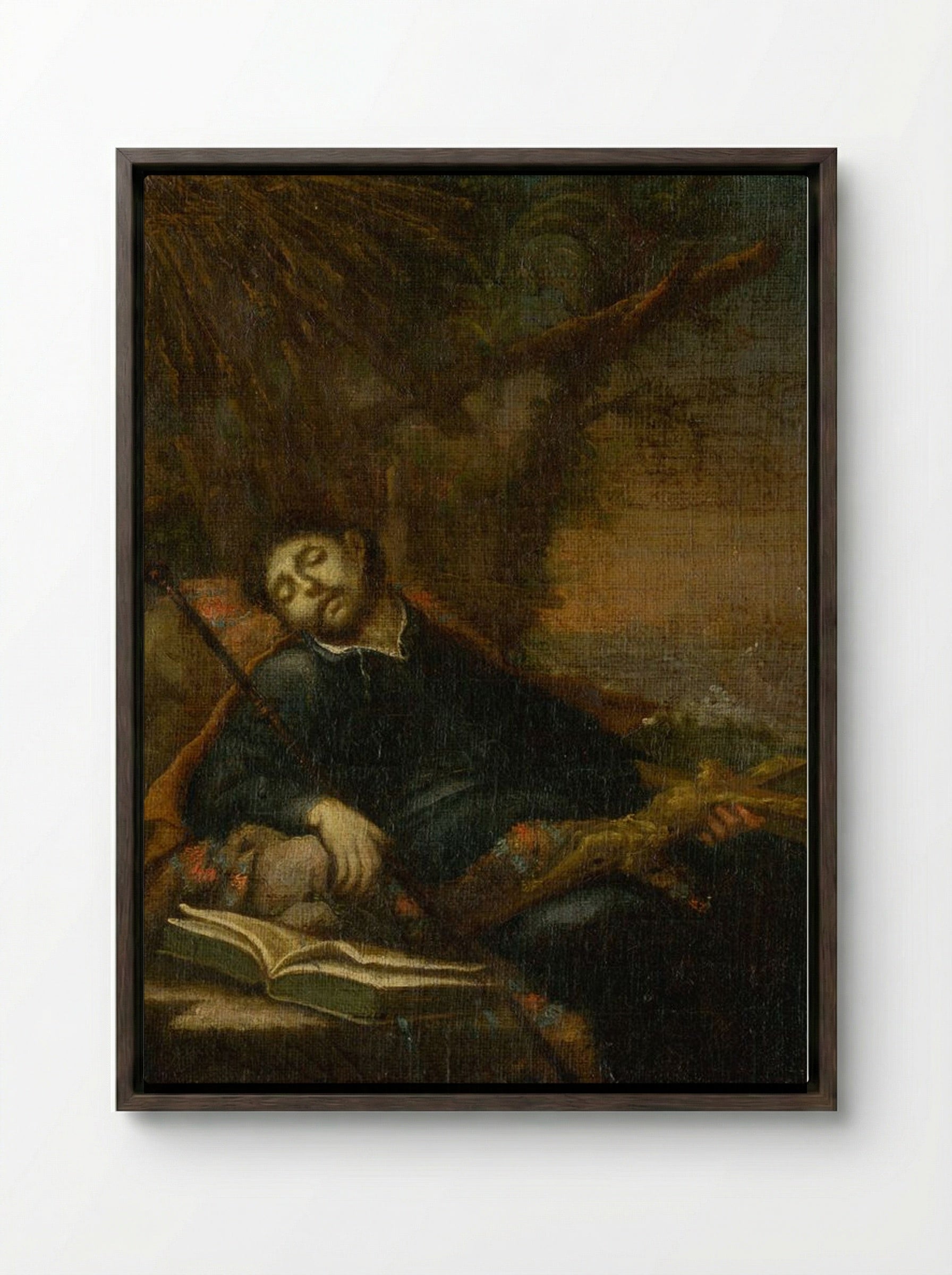 The Death of Saint Francis - Fine Art Print - Framed Canvas Dark Wood