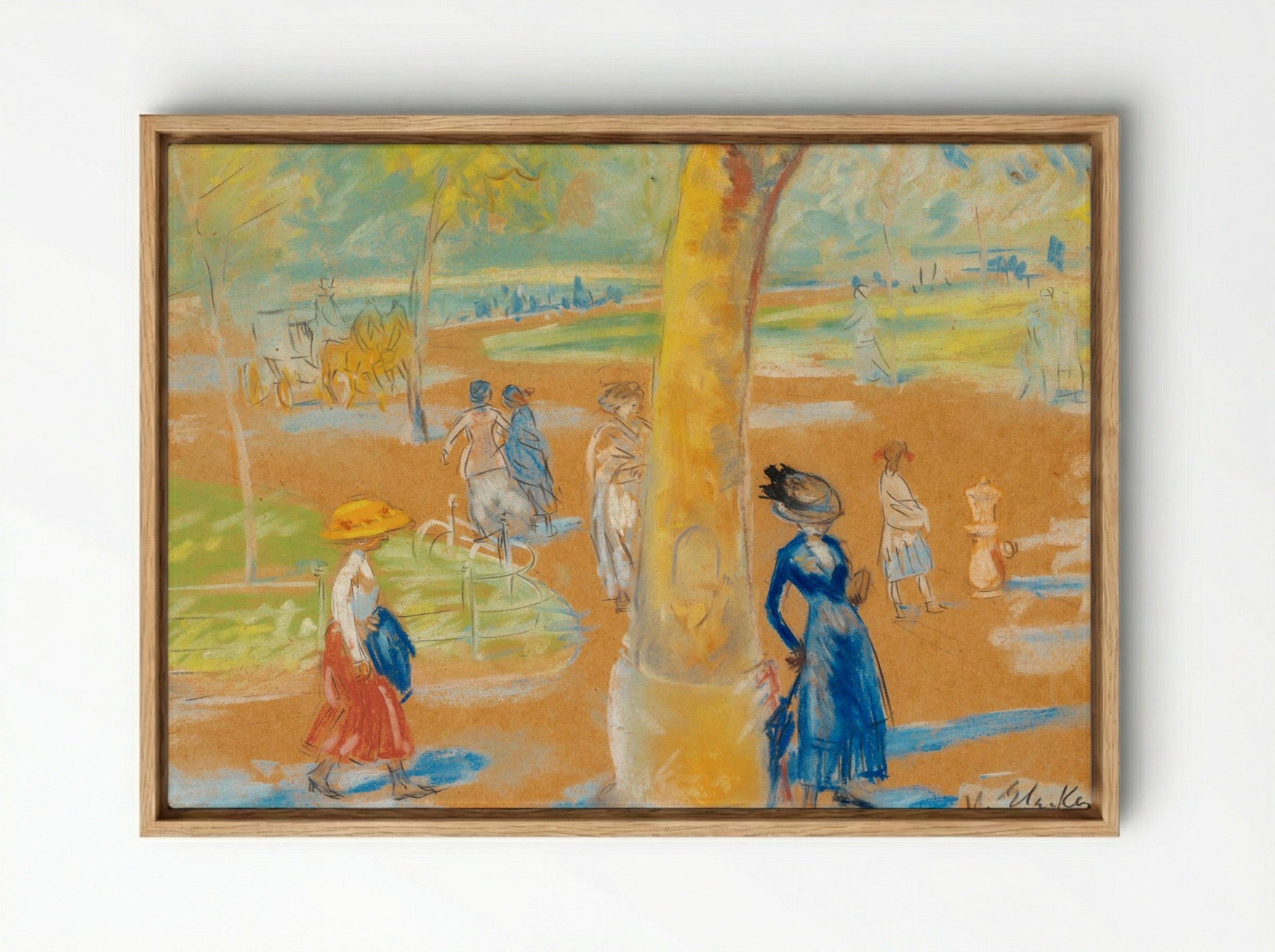 Woman with Umbrella, Washington Square - William James Glackens - Framed Canvas Wood