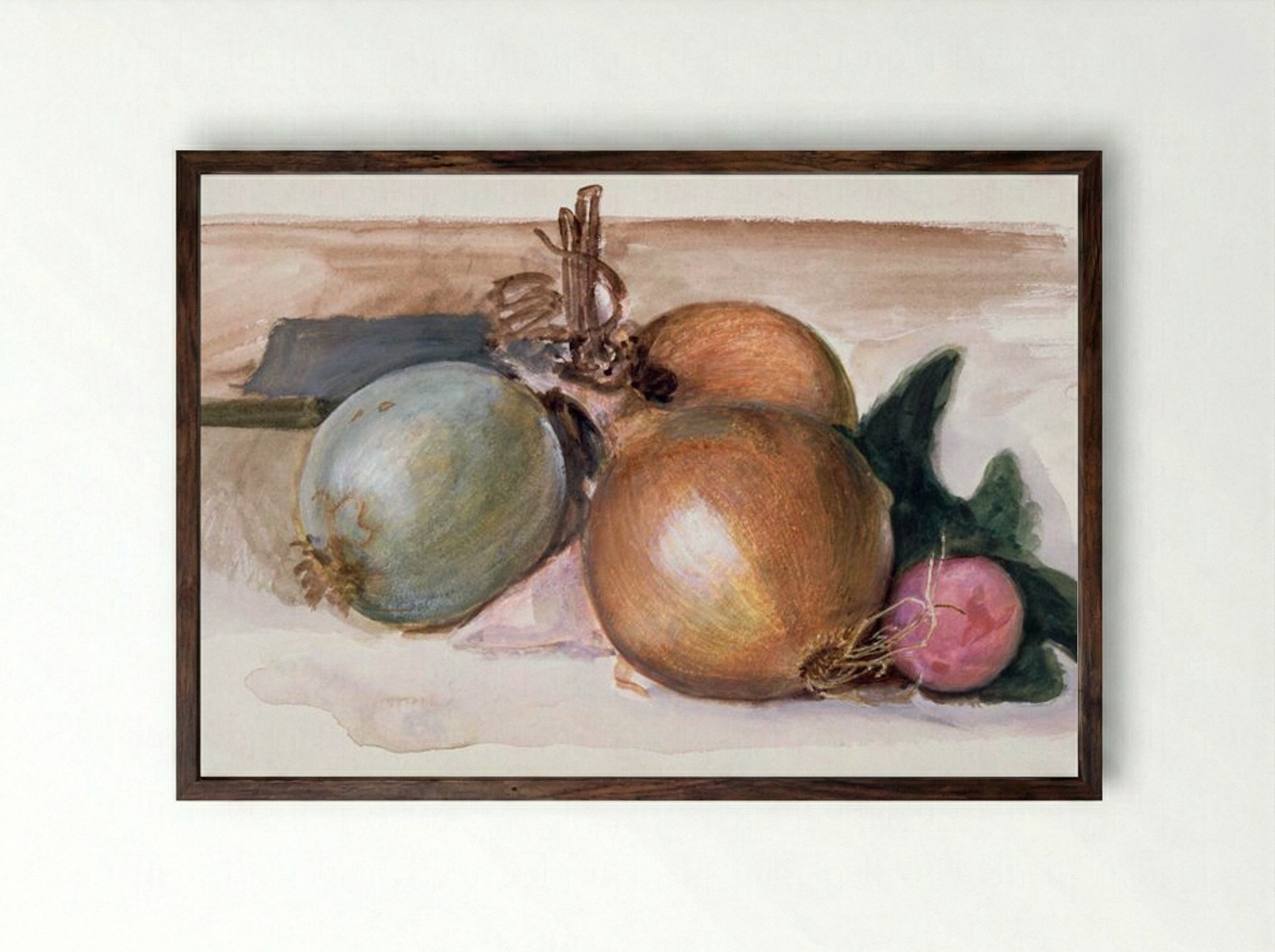 Still-Life - Study of Onions - Edward Burne-Jones - Framed Print Dark Wood