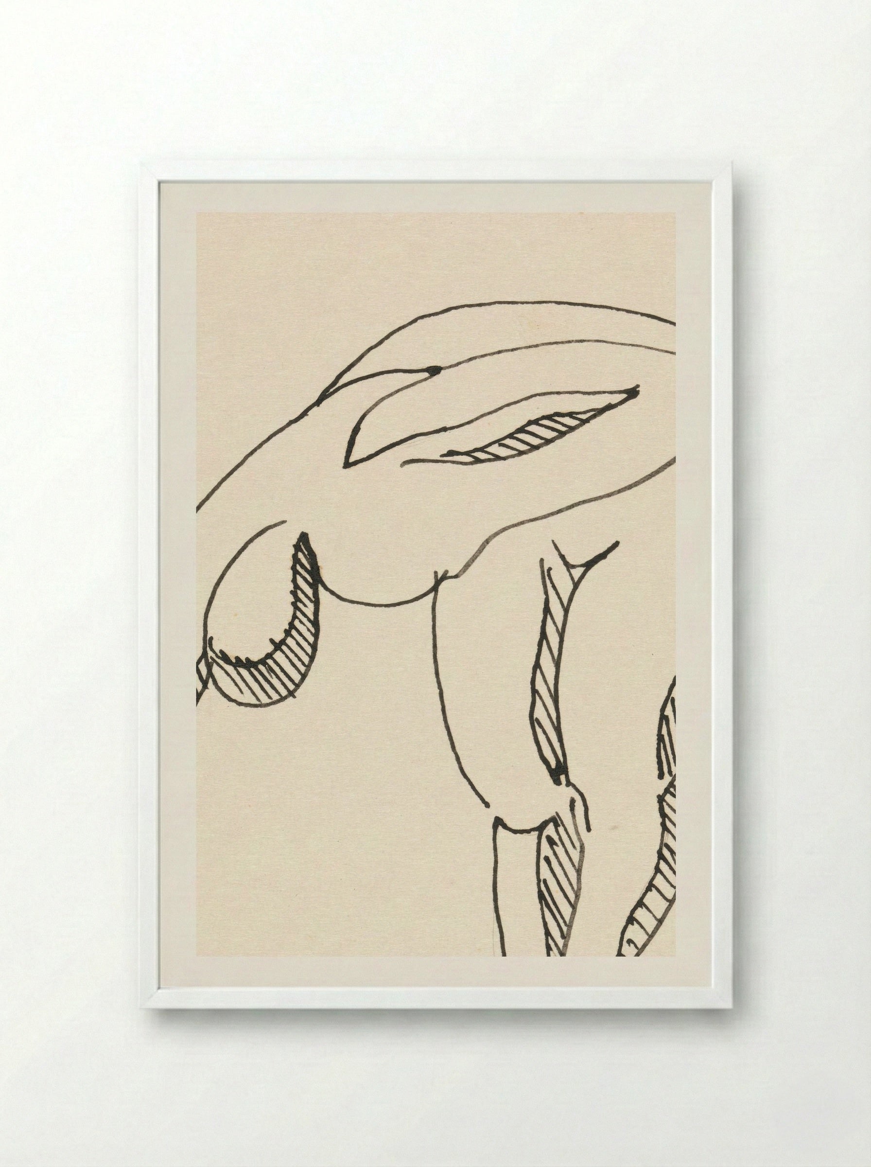 Study of a Bowing Figure - Egon Schiele - Framed Print White