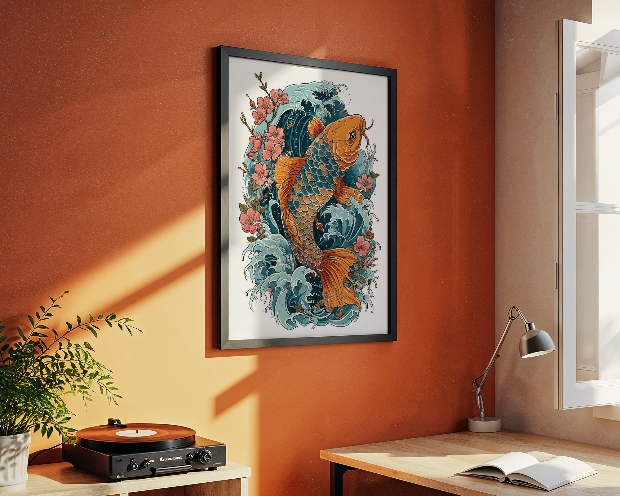 koi-fish-and-cherry-blossoms-japanese-symbolic-art-print mockup