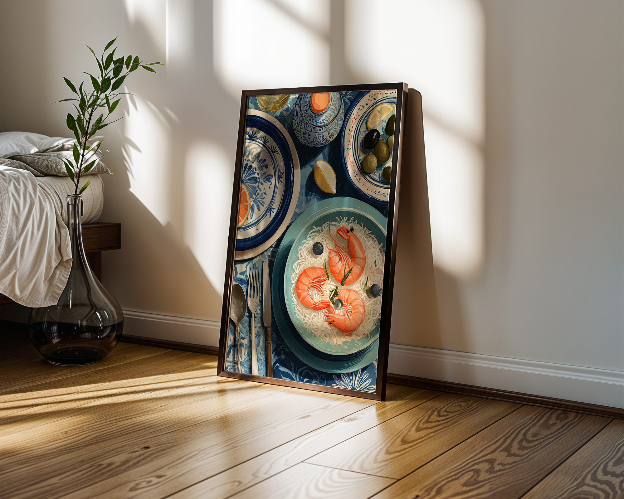 mediterranean-table-seafood-still-life-art-print mockup