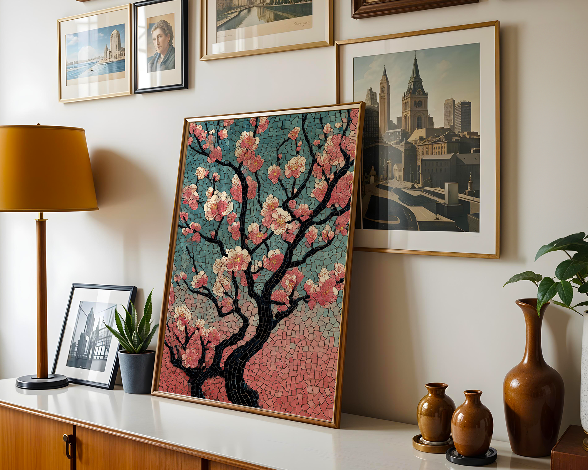 plum-blossoms-at-kameido-shrine-japanese-mosaic-print mockup